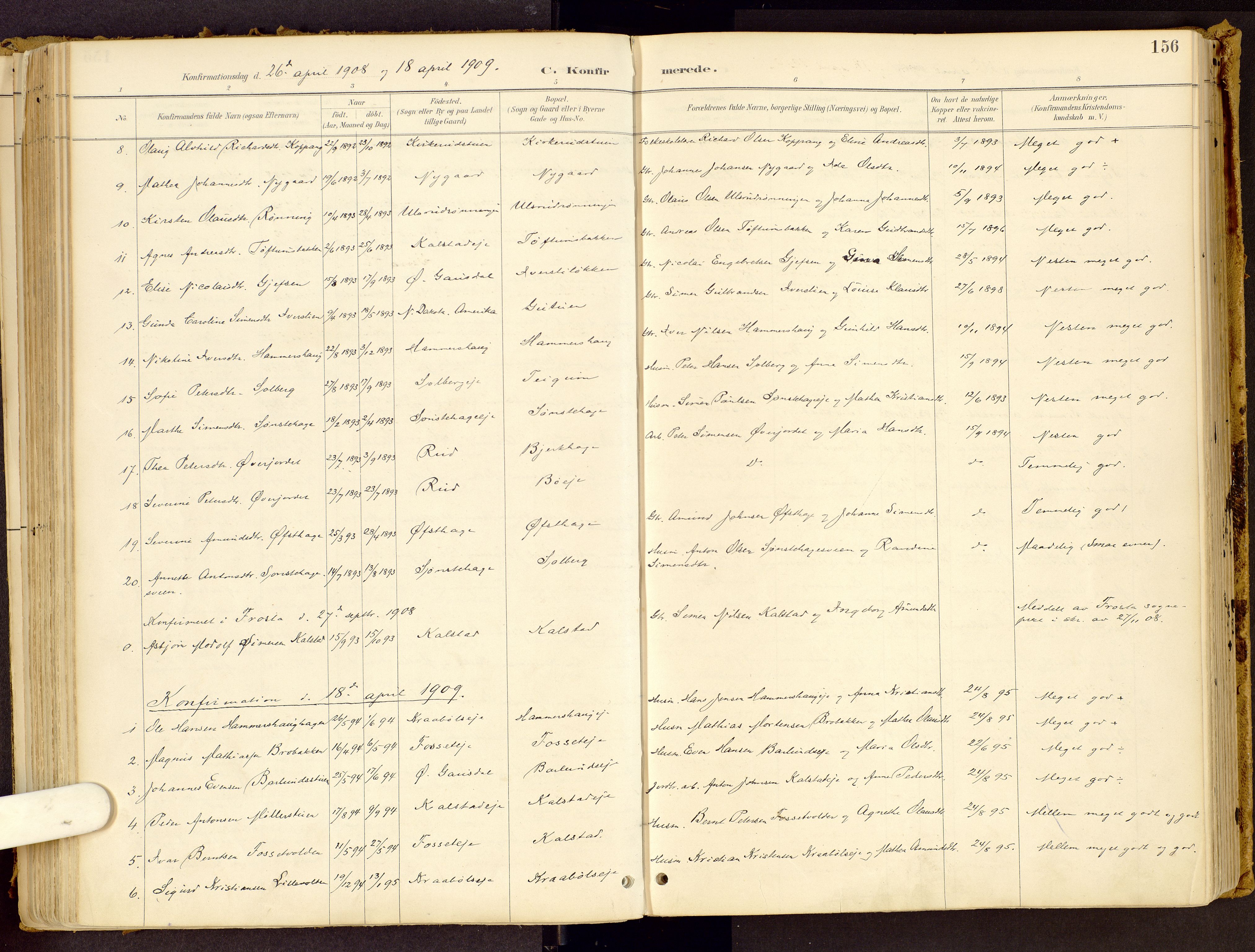 Vestre Gausdal prestekontor, SAH/PREST-094/H/Ha/Haa/L0001: Parish register (official) no. 1, 1887-1914, p. 156
