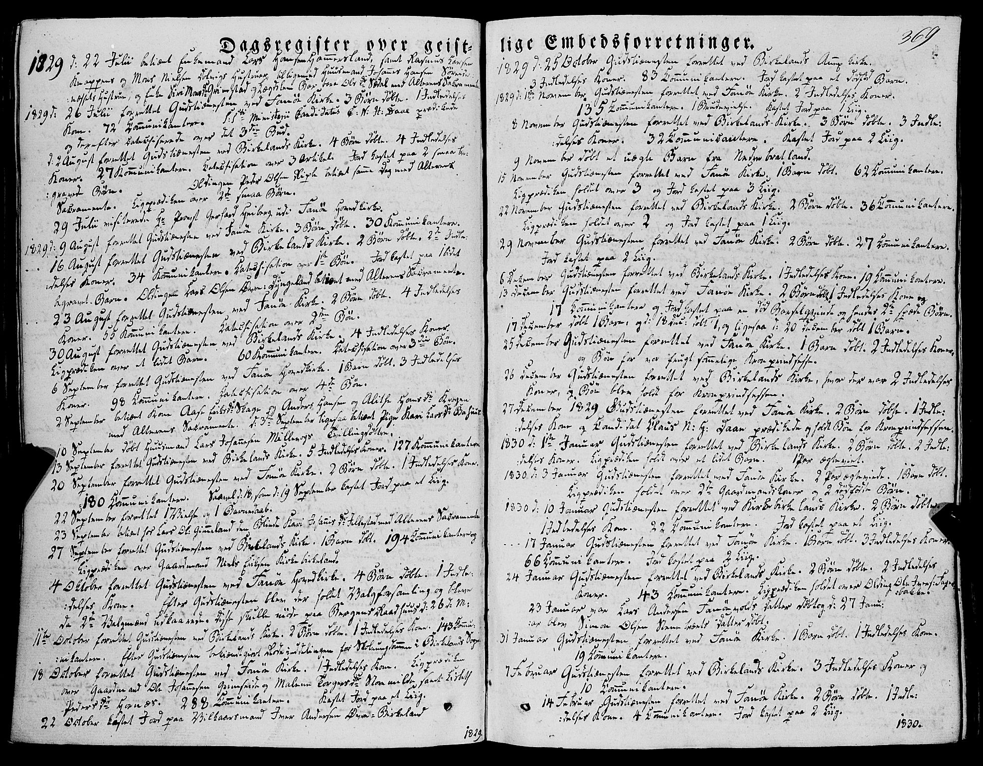 Fana Sokneprestembete, SAB/A-75101/H/Haa/Haaa/L0008: Parish register (official) no. A 8, 1829-1851, p. 369