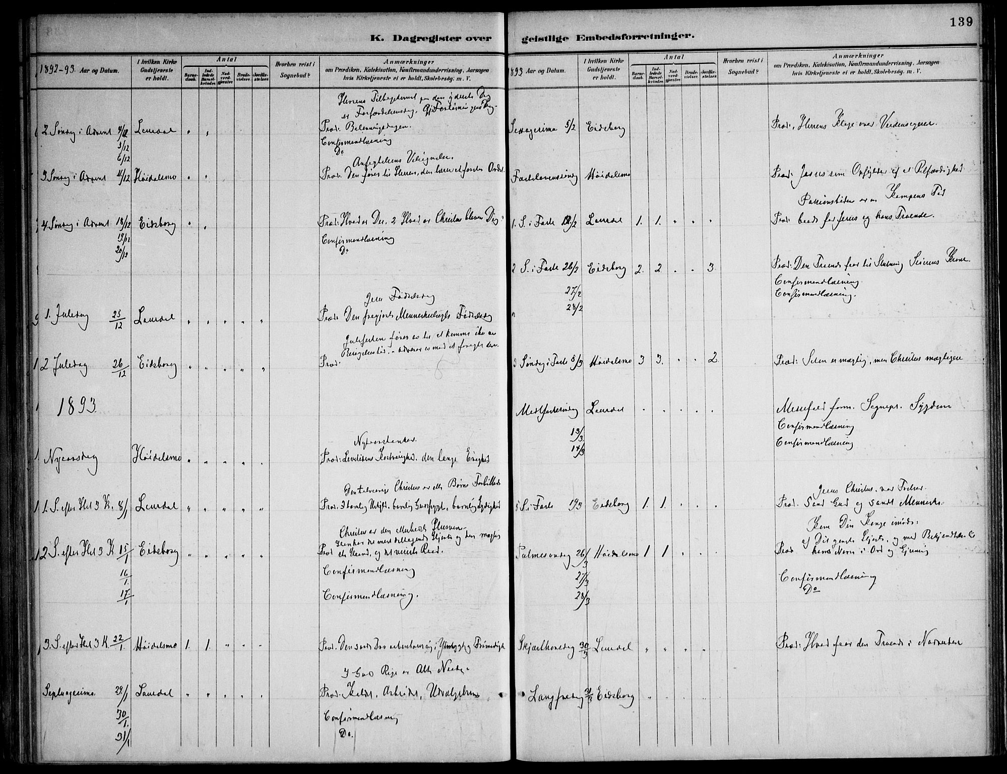 Lårdal kirkebøker, SAKO/A-284/F/Fa/L0007: Parish register (official) no. I 7, 1887-1906, p. 139