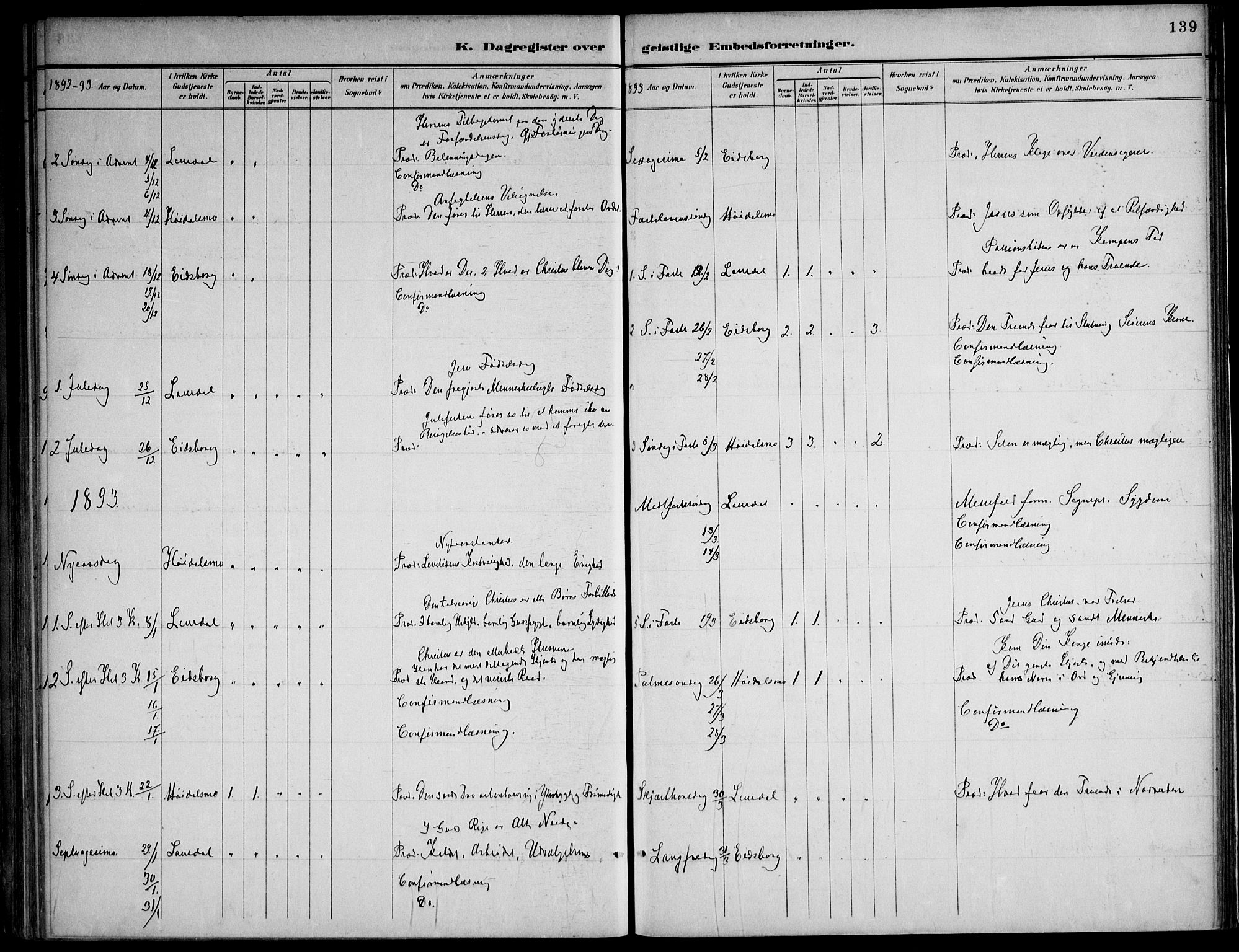 Lårdal kirkebøker, AV/SAKO-A-284/F/Fa/L0007: Parish register (official) no. I 7, 1887-1906, p. 139