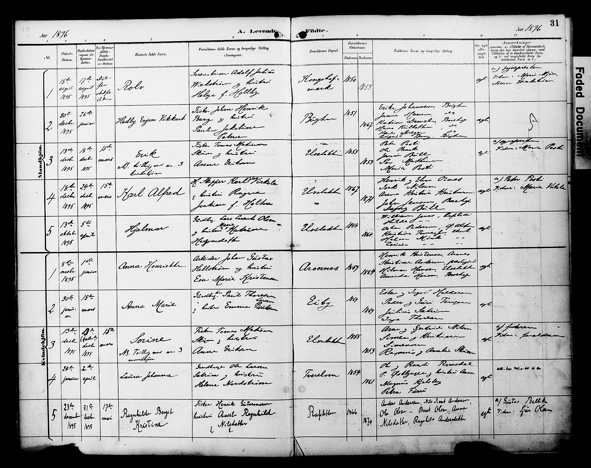Alta sokneprestkontor, SATØ/S-1338/H/Ha/L0003.kirke: Parish register (official) no. 3, 1892-1904, p. 31