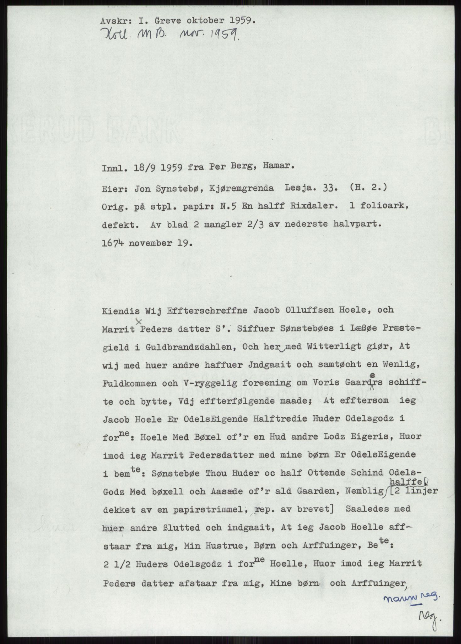 Samlinger til kildeutgivelse, Diplomavskriftsamlingen, AV/RA-EA-4053/H/Ha, p. 172