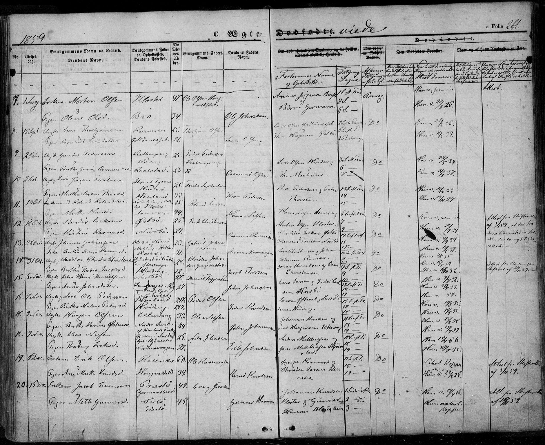 Rennesøy sokneprestkontor, SAST/A -101827/H/Ha/Haa/L0005: Parish register (official) no. A 5, 1838-1859, p. 261