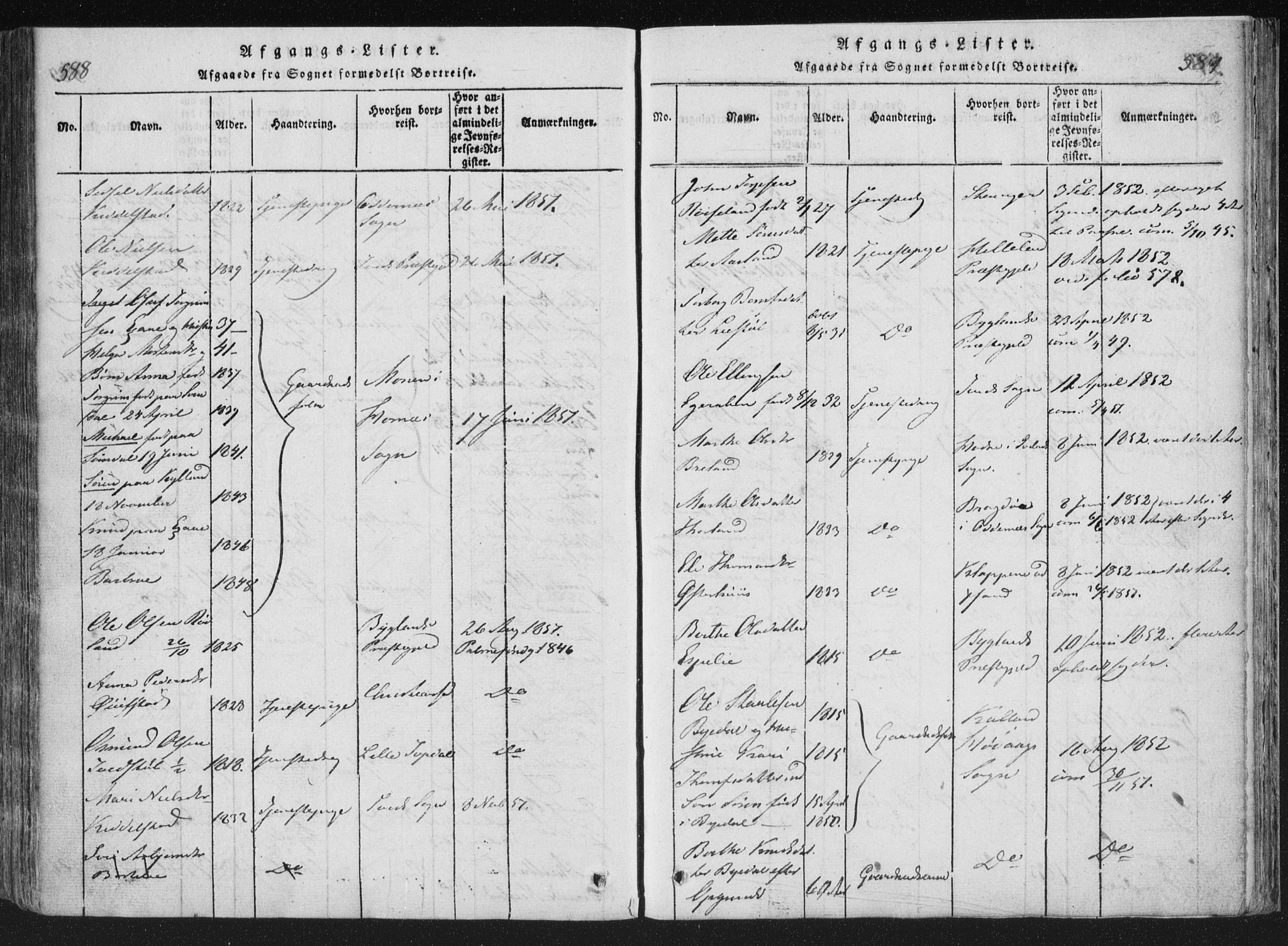 Åseral sokneprestkontor, SAK/1111-0051/F/Fa/L0001: Parish register (official) no. A 1, 1815-1853, p. 588-589