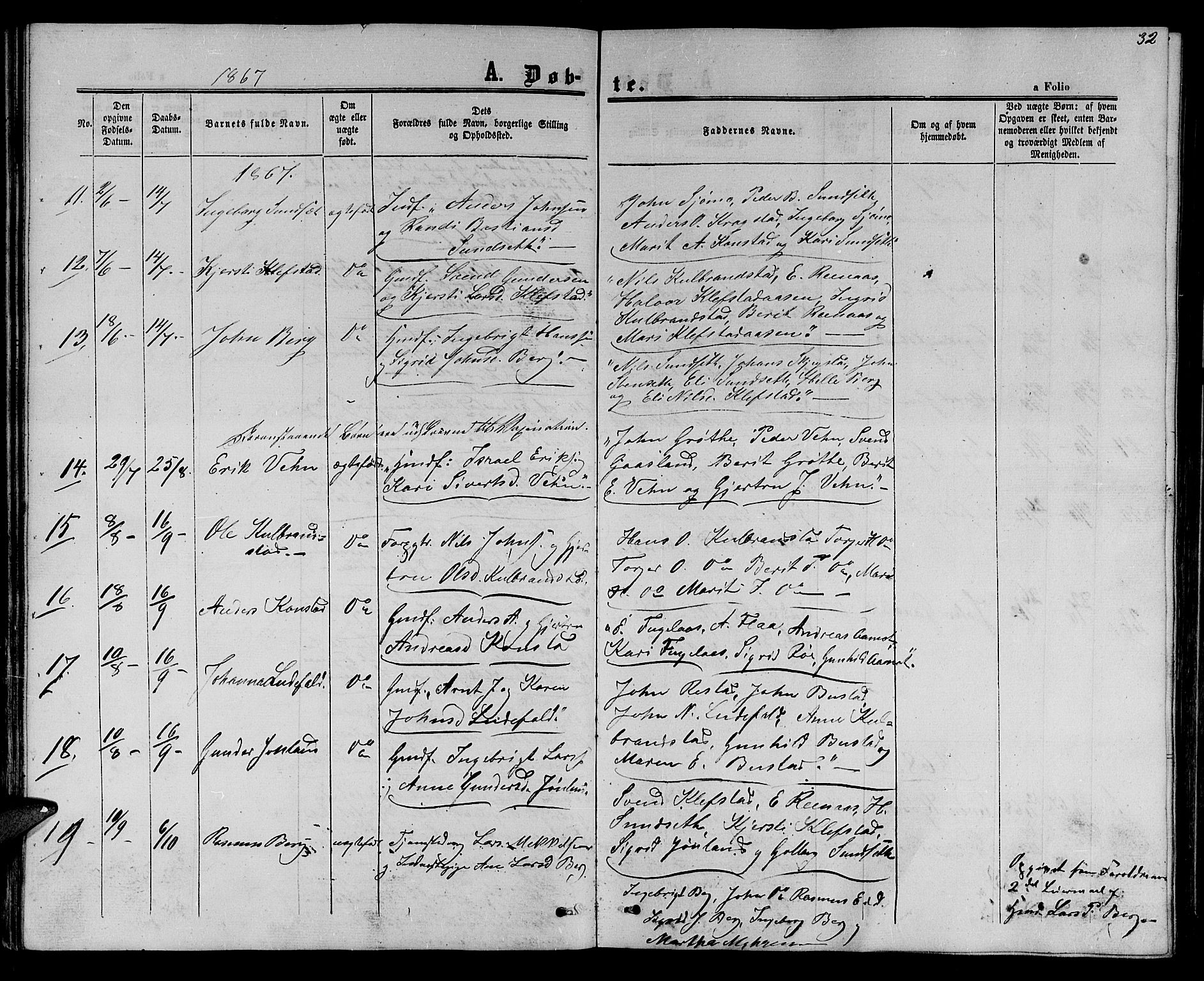 Ministerialprotokoller, klokkerbøker og fødselsregistre - Sør-Trøndelag, SAT/A-1456/694/L1131: Parish register (copy) no. 694C03, 1858-1886, p. 32