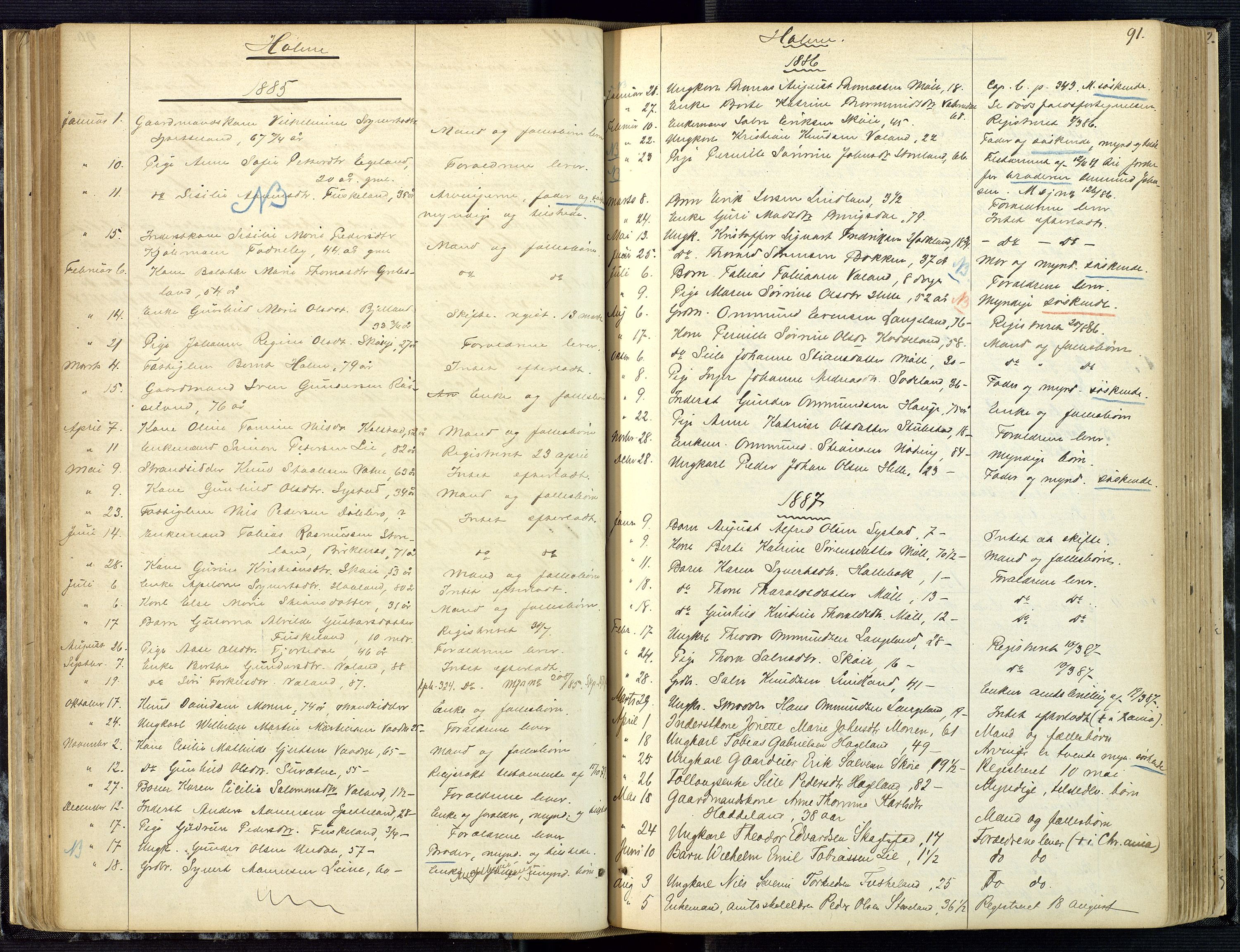 Mandal sorenskriveri, AV/SAK-1221-0005/001/H/Ha/L0001: Dødsfall hele sorenskriveriet nr A1, 1862-1901, p. 90b-91a