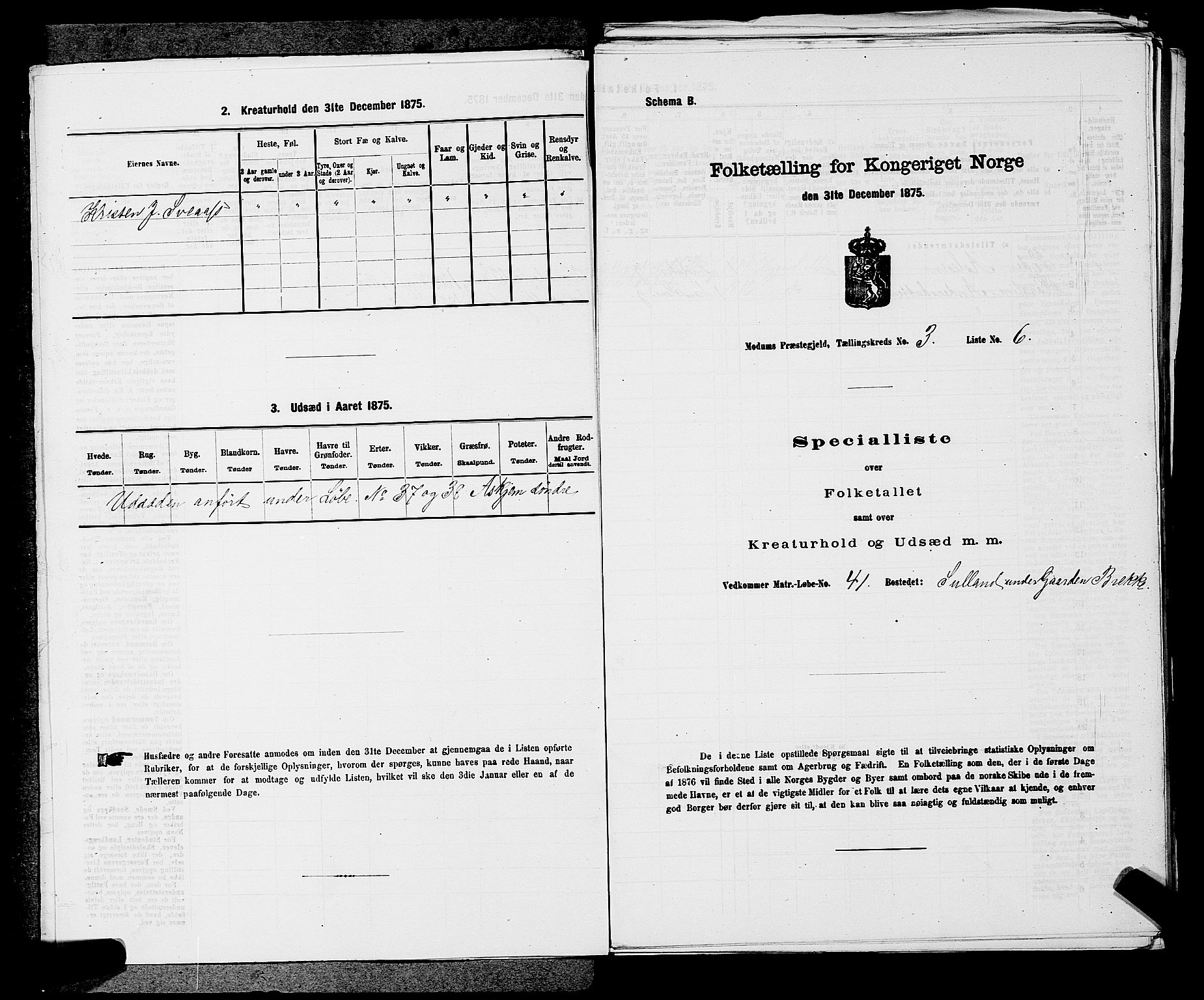 SAKO, 1875 census for 0623P Modum, 1875, p. 320