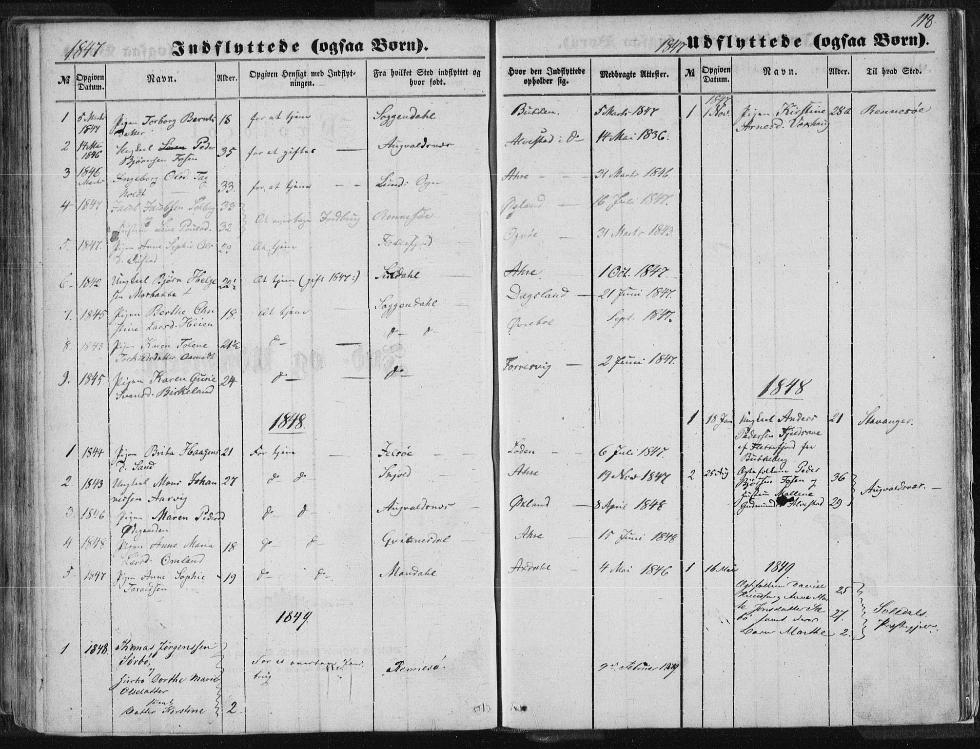 Tysvær sokneprestkontor, AV/SAST-A -101864/H/Ha/Haa/L0002: Parish register (official) no. A 2, 1847-1856, p. 118