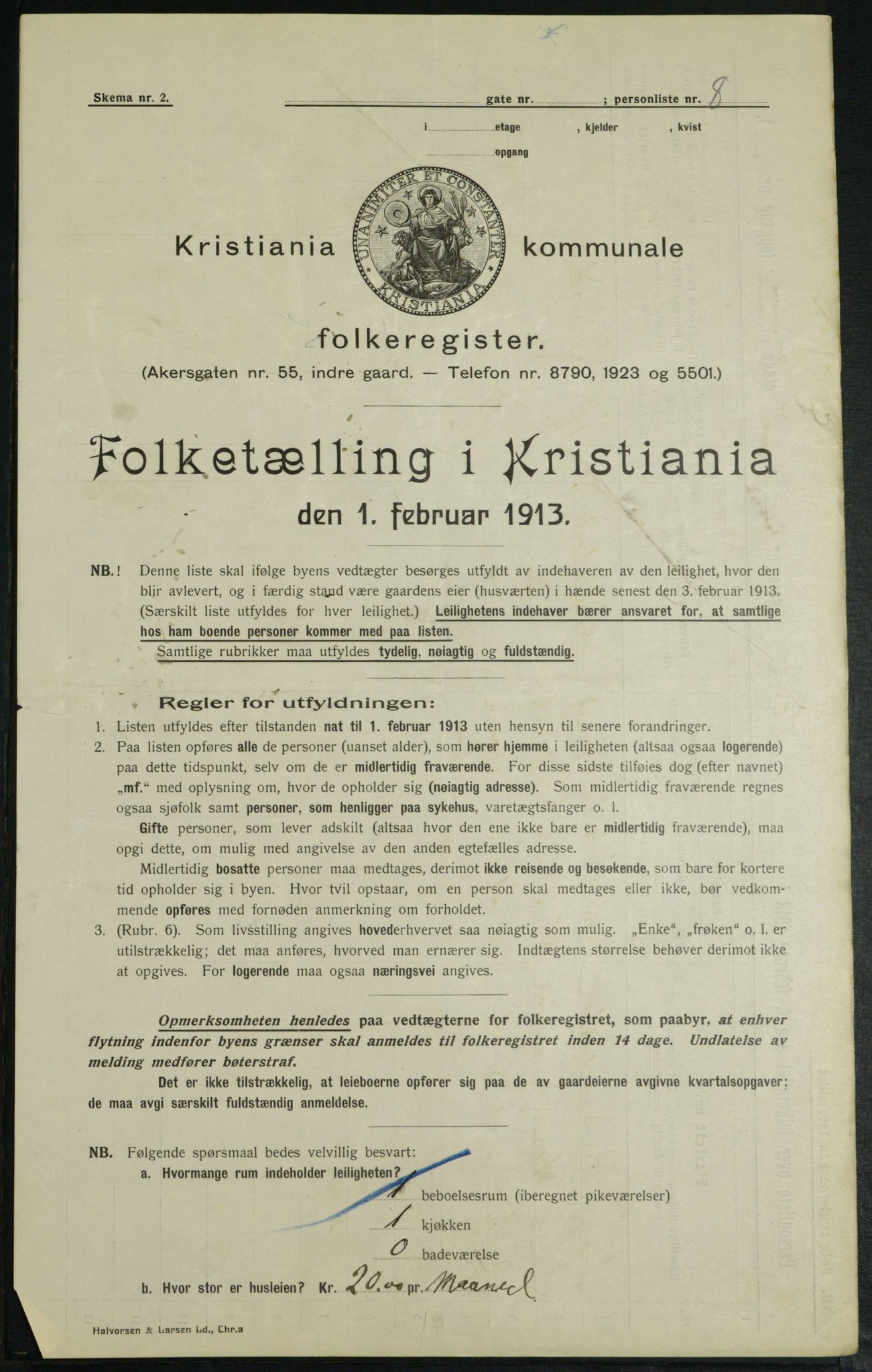 OBA, Municipal Census 1913 for Kristiania, 1913, p. 128388