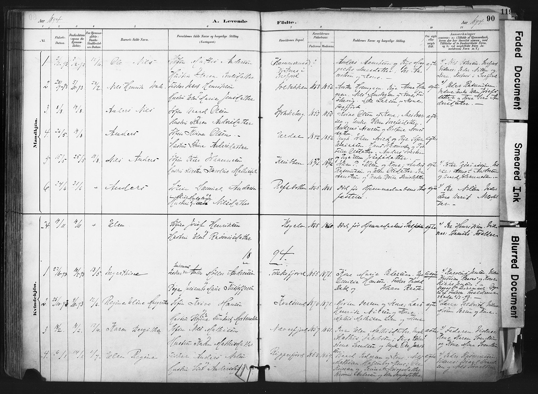 Hammerfest sokneprestkontor, SATØ/S-1347: Parish register (official) no. 11 /2, 1885-1897, p. 90