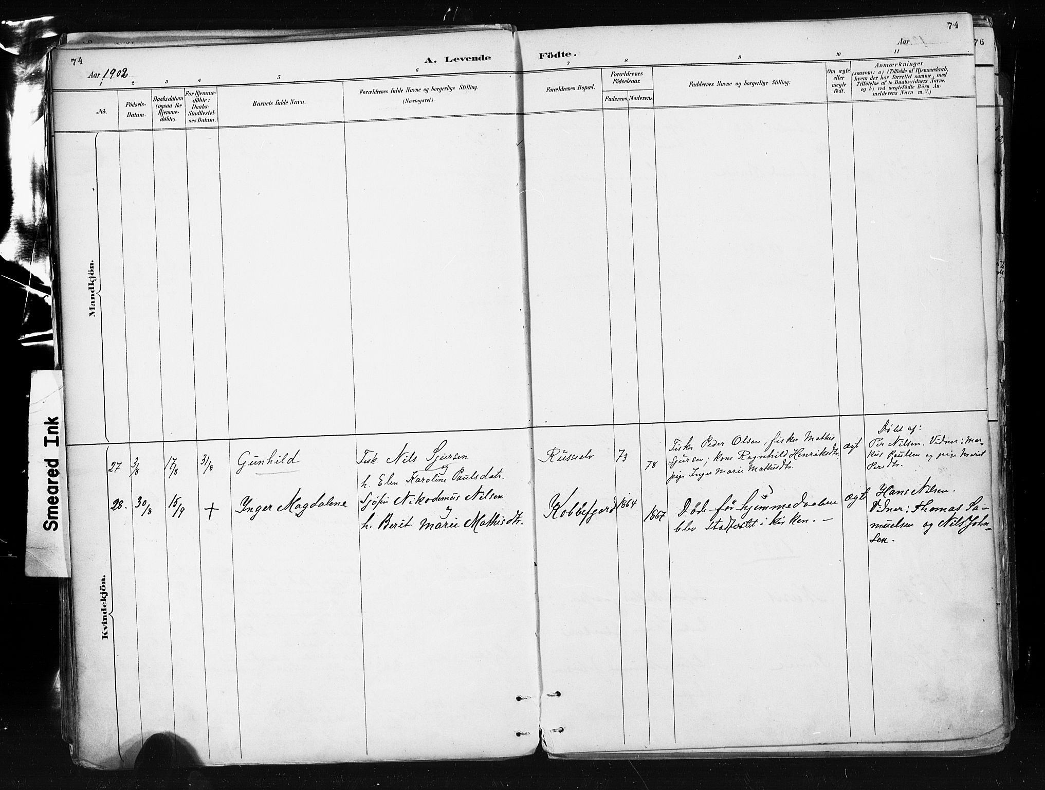 Måsøy sokneprestkontor, AV/SATØ-S-1348/H/Ha/L0005kirke: Parish register (official) no. 5, 1892-1902, p. 74