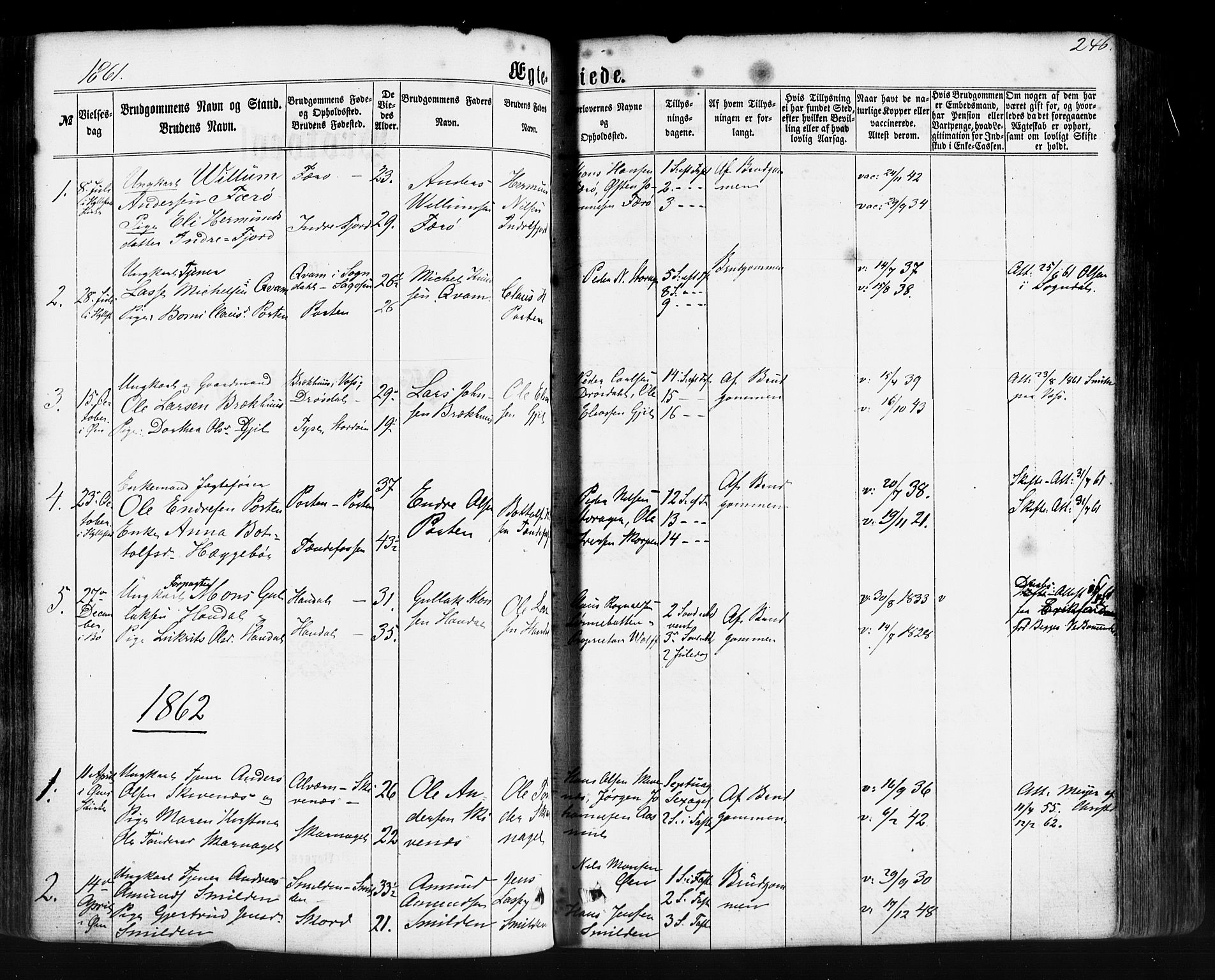 Hyllestad sokneprestembete, SAB/A-80401: Parish register (official) no. A 1, 1861-1886, p. 246
