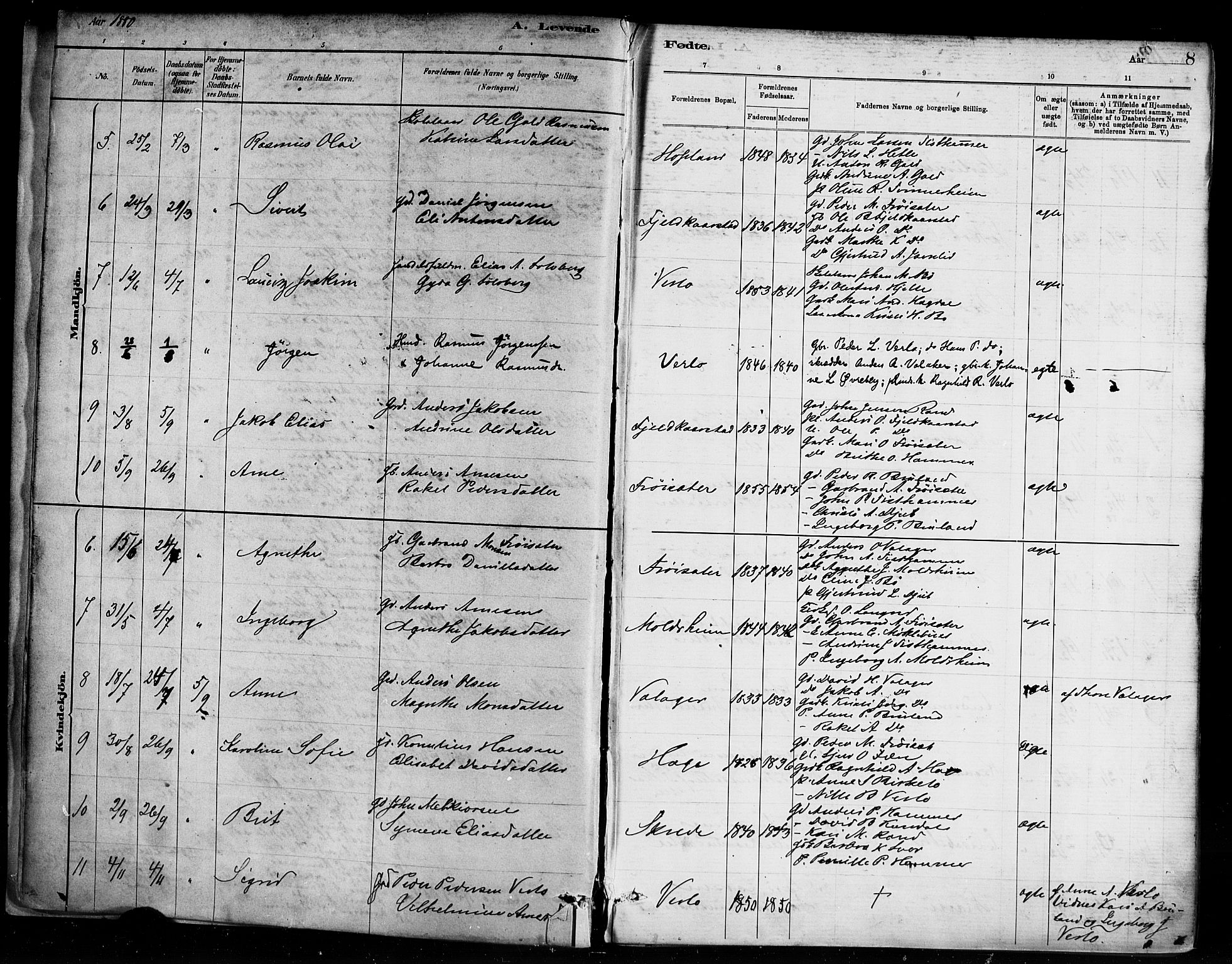 Innvik sokneprestembete, AV/SAB-A-80501: Parish register (official) no. D 1, 1879-1900, p. 8