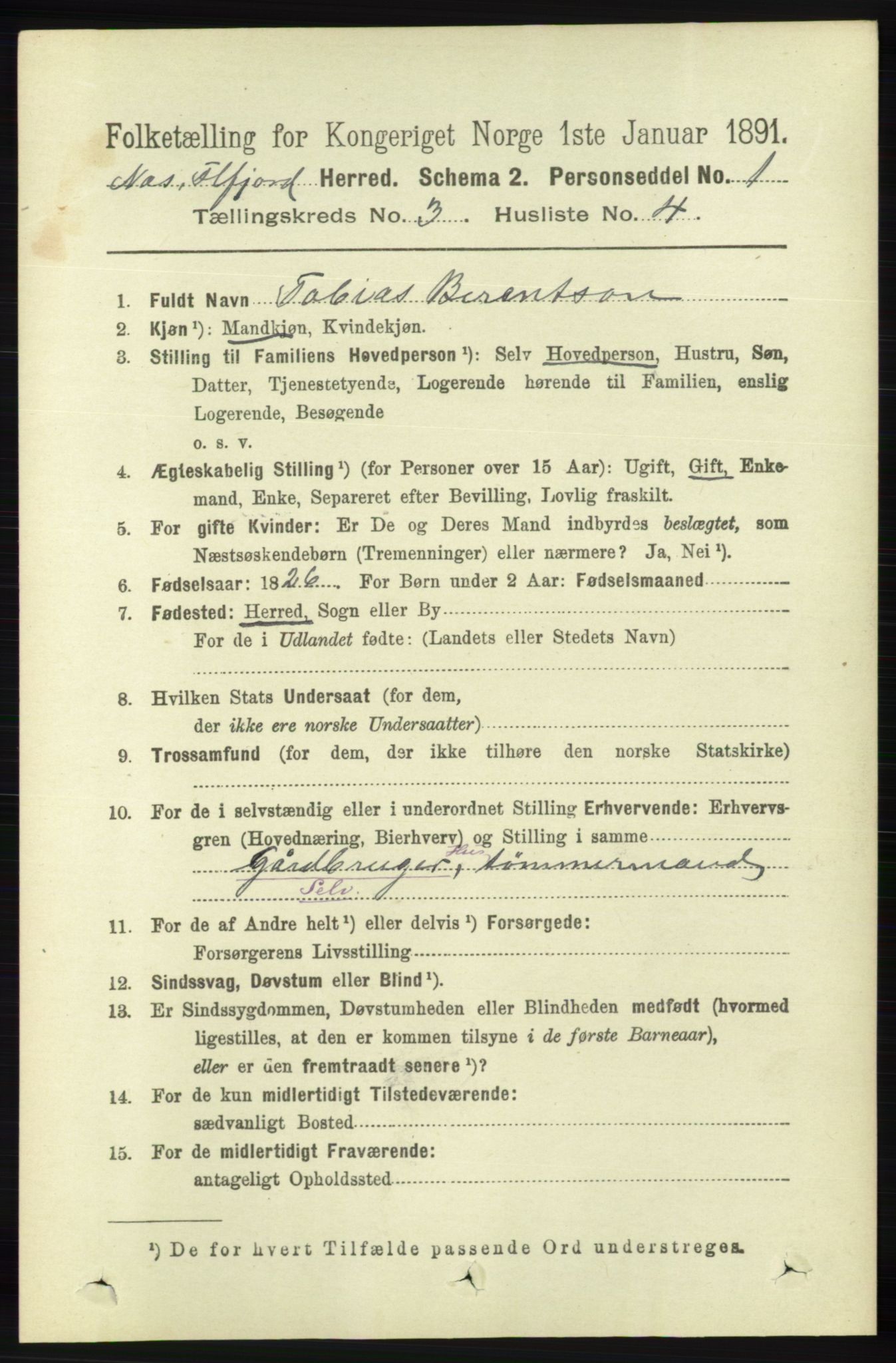 RA, 1891 census for 1043 Hidra og Nes, 1891, p. 939