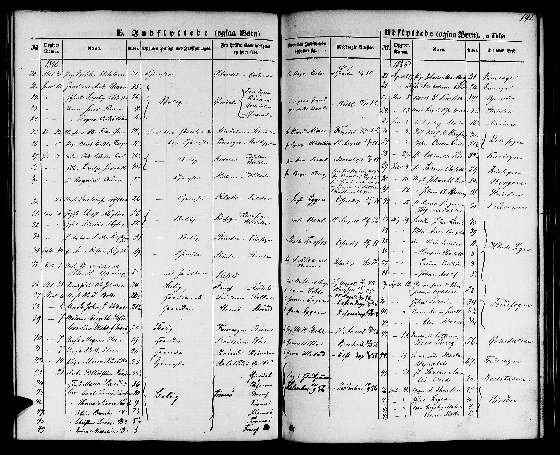 Ministerialprotokoller, klokkerbøker og fødselsregistre - Sør-Trøndelag, AV/SAT-A-1456/604/L0184: Parish register (official) no. 604A05, 1851-1860, p. 191