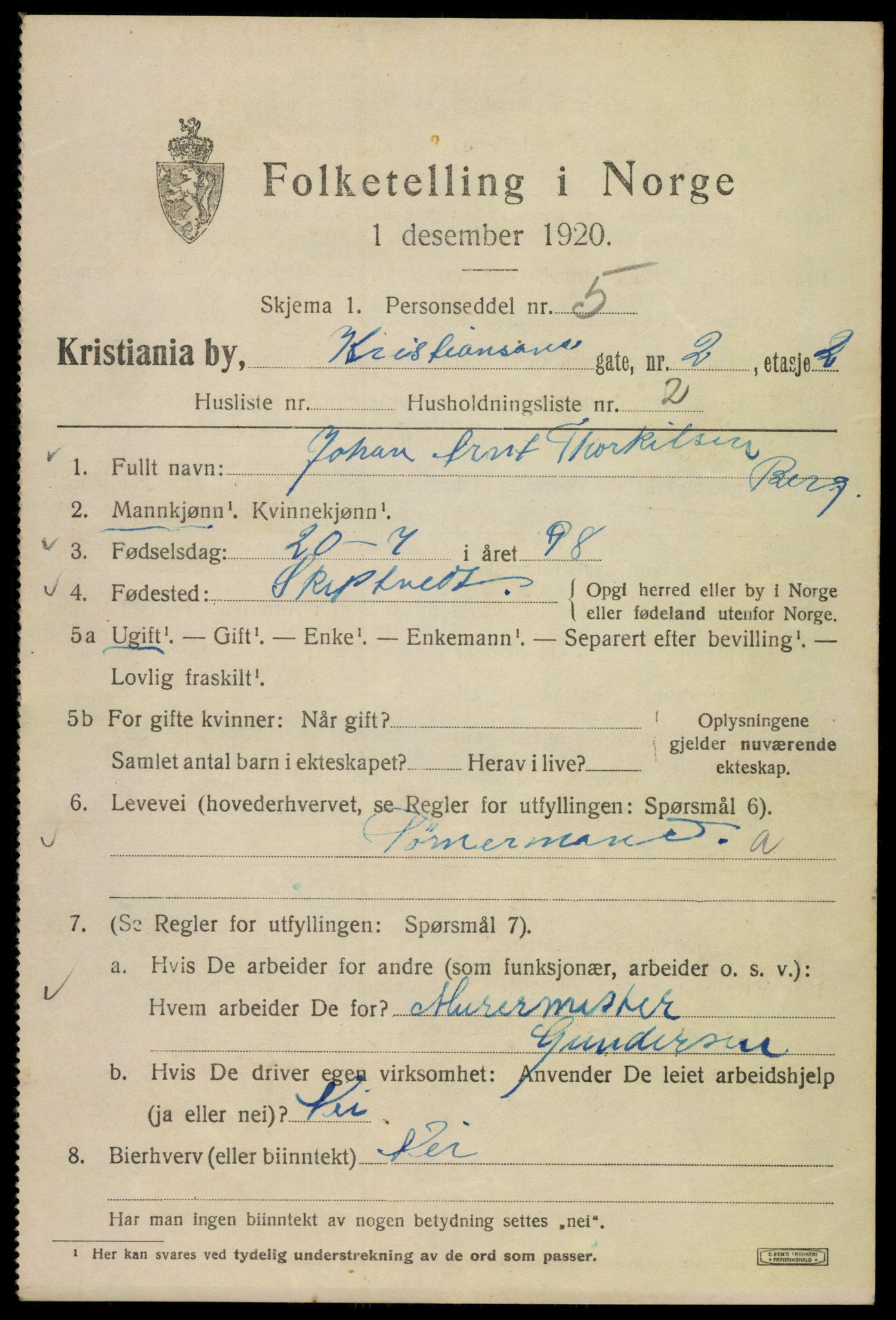 SAO, 1920 census for Kristiania, 1920, p. 352123