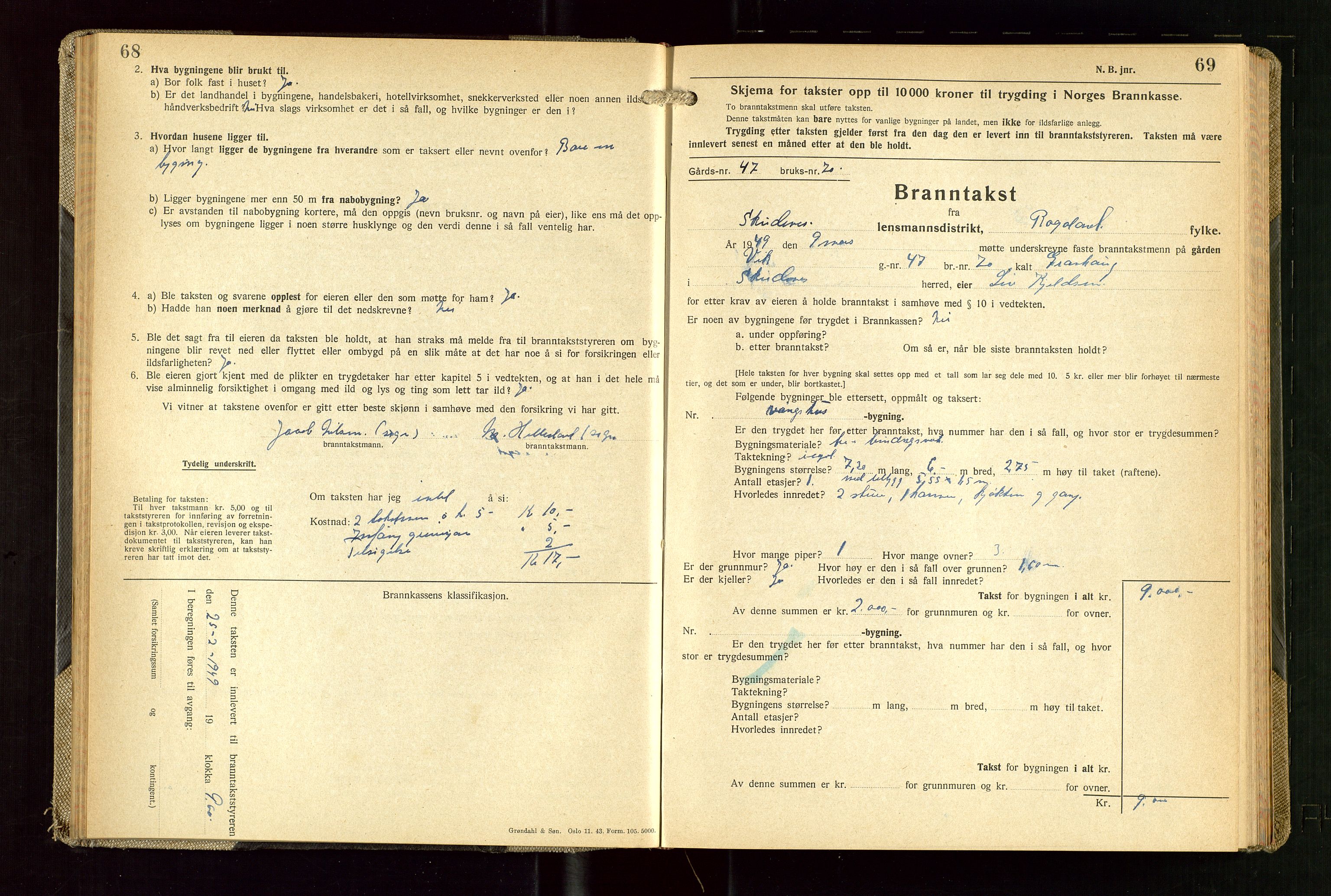 Skudenes lensmannskontor, AV/SAST-A-100444/Gob/L0003: "Brandtakstprotokoll", 1942-1954, p. 68-69