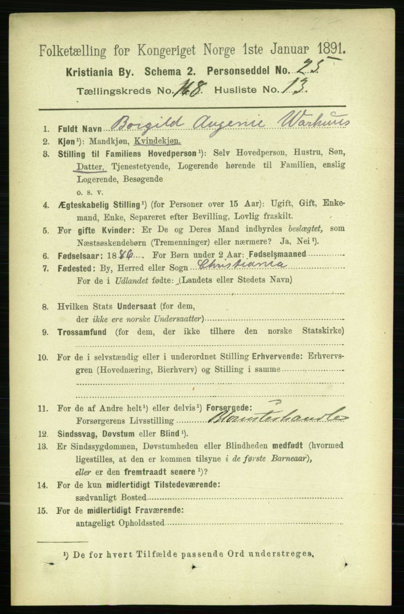 RA, 1891 census for 0301 Kristiania, 1891, p. 98381