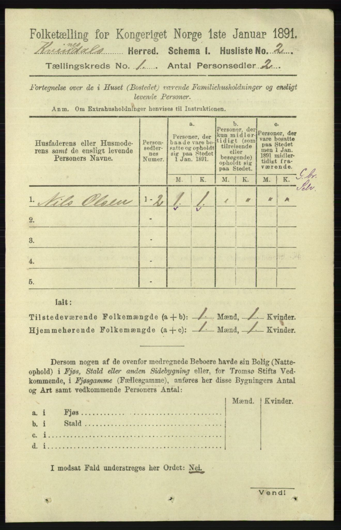 RA, 1891 census for 1037 Kvinesdal, 1891, p. 37