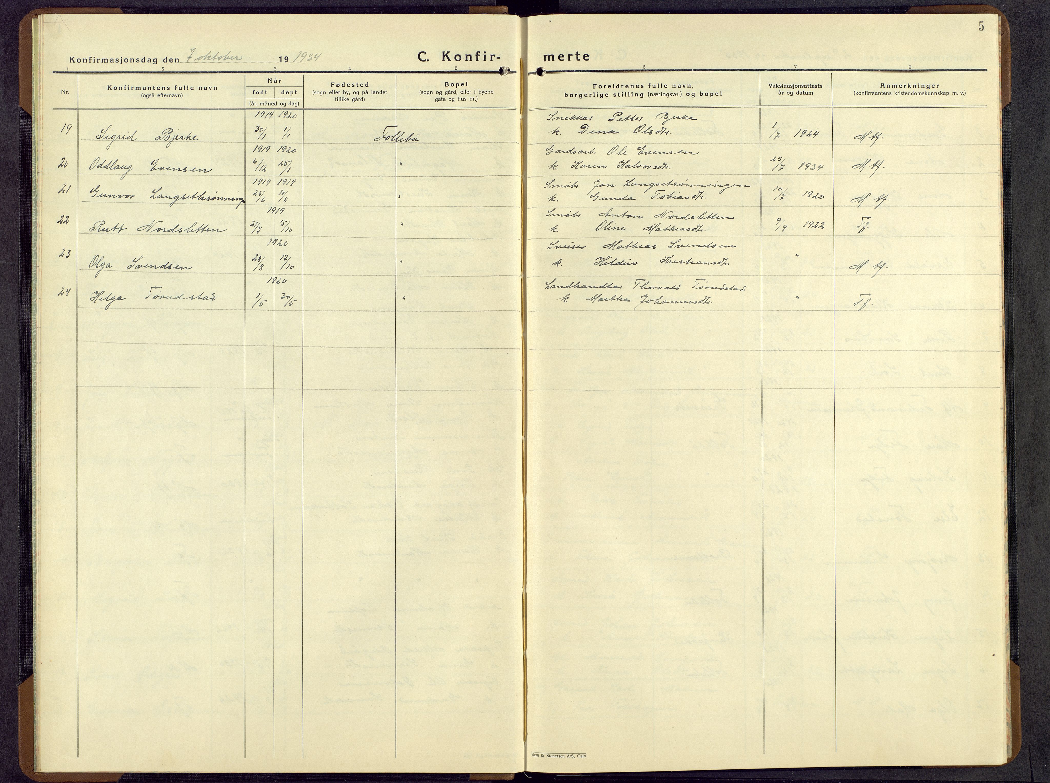 Østre Gausdal prestekontor, AV/SAH-PREST-092/H/Ha/Hab/L0009: Parish register (copy) no. 9, 1934-1964, p. 5