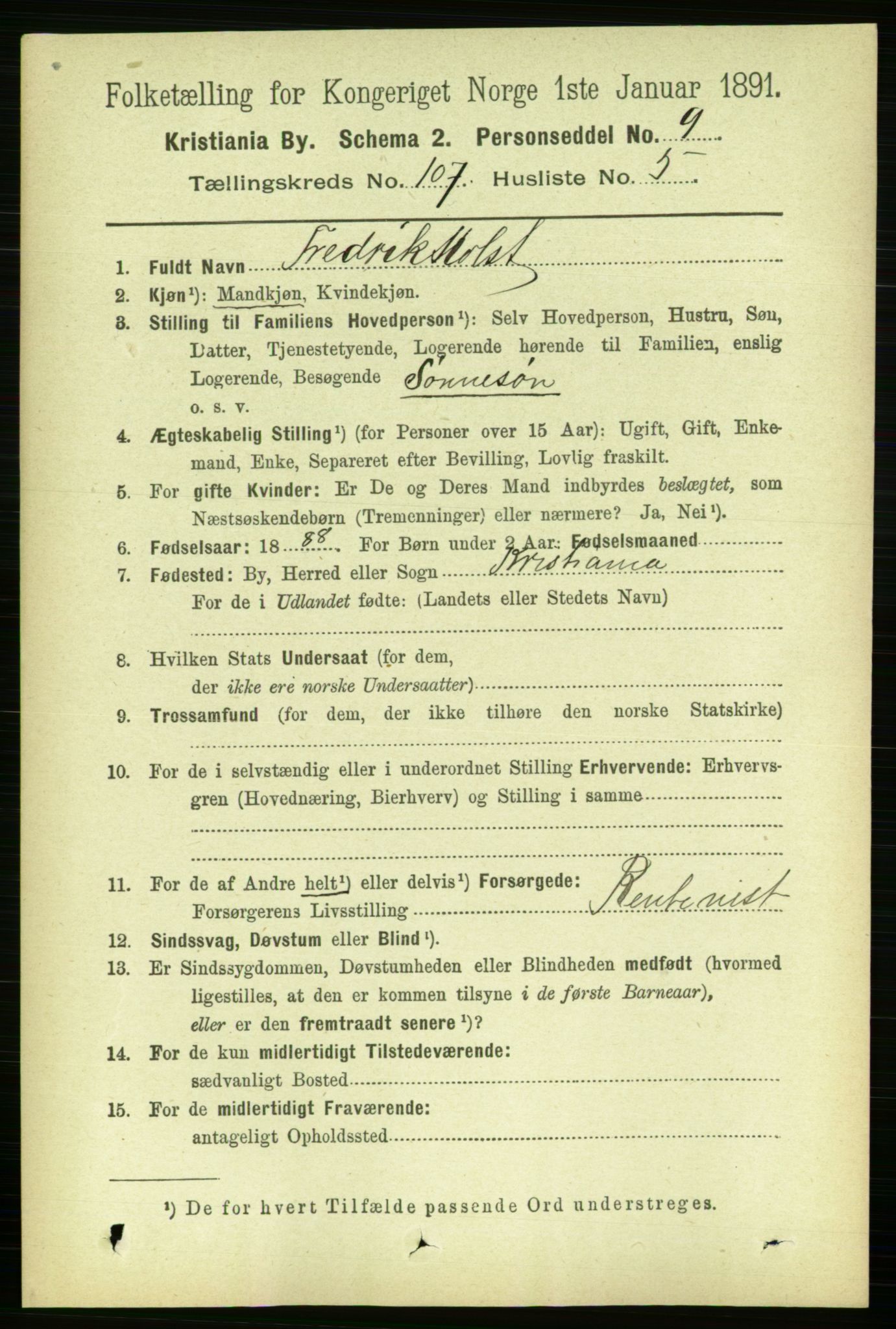 RA, 1891 census for 0301 Kristiania, 1891, p. 54812