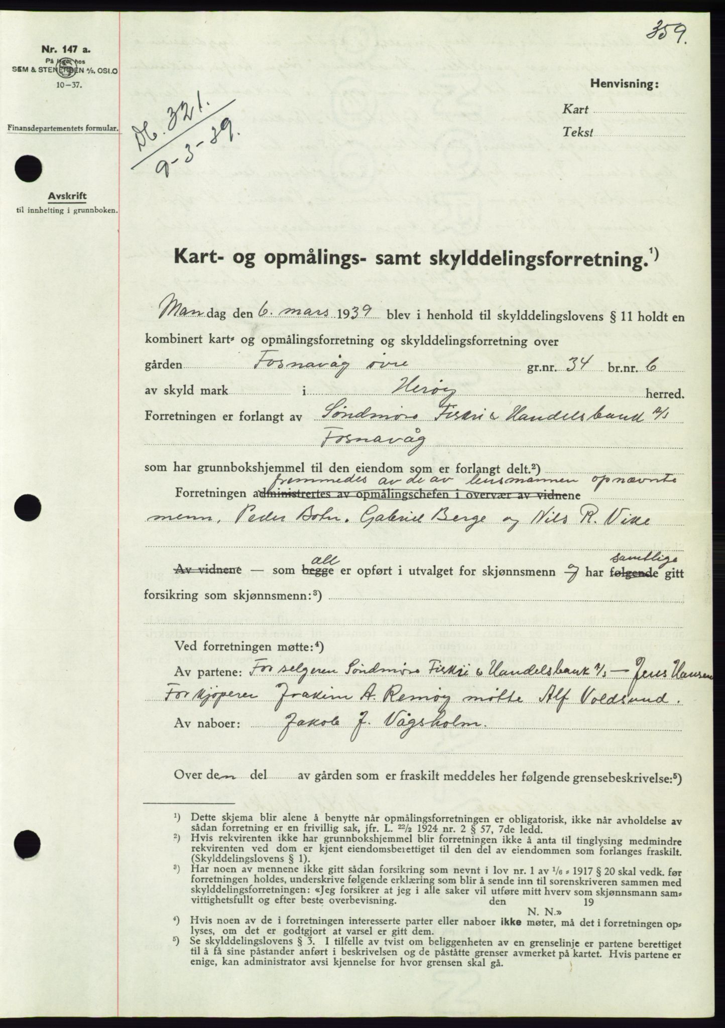 Søre Sunnmøre sorenskriveri, AV/SAT-A-4122/1/2/2C/L0067: Mortgage book no. 61, 1938-1939, Diary no: : 321/1939