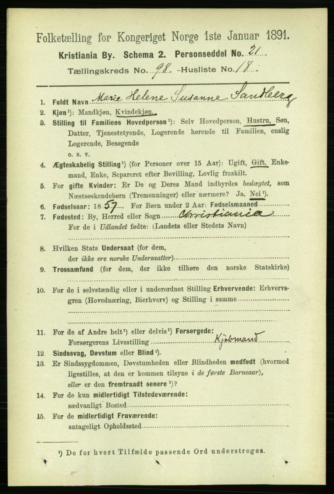 RA, 1891 census for 0301 Kristiania, 1891, p. 48253