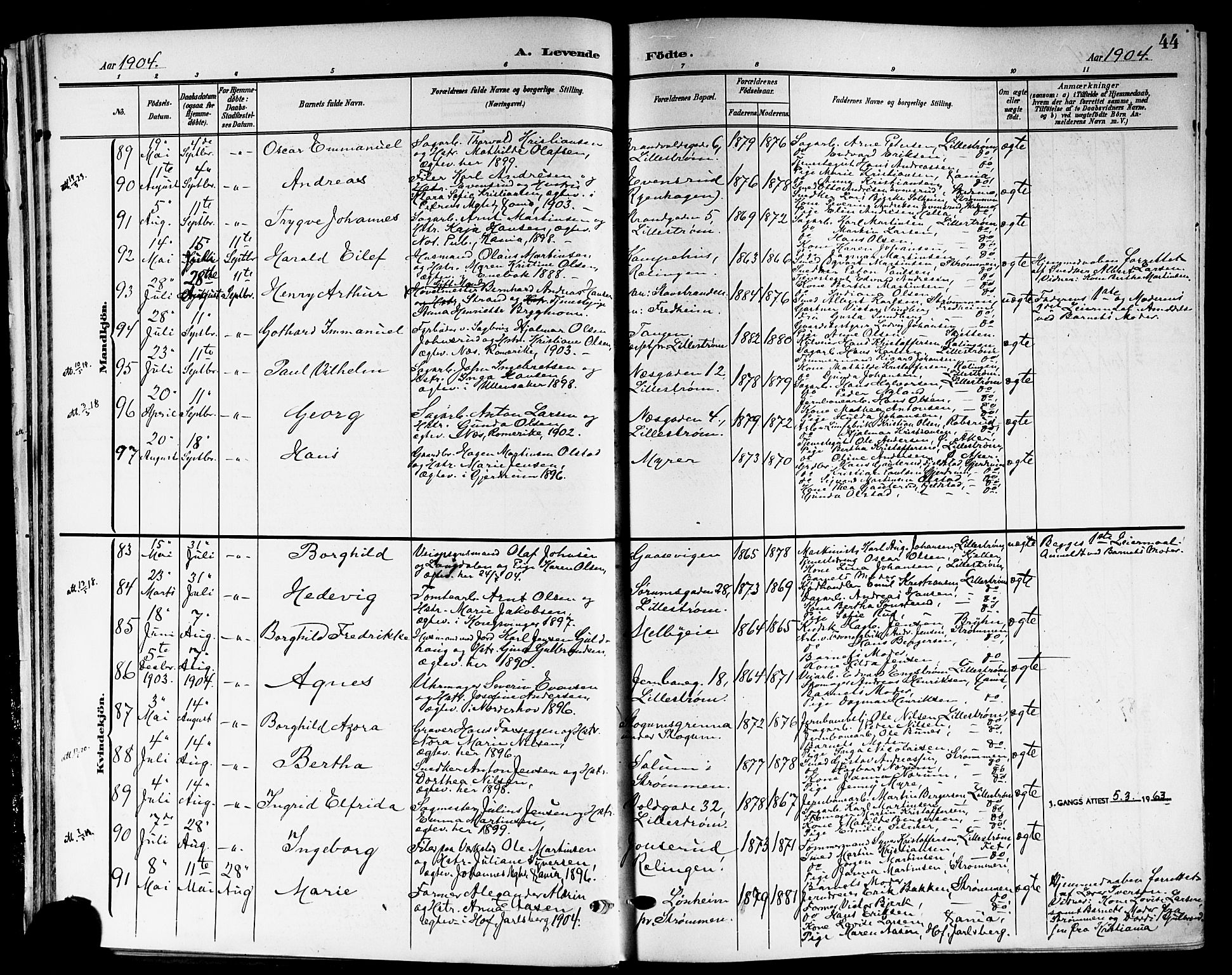 Skedsmo prestekontor Kirkebøker, SAO/A-10033a/G/Ga/L0005b: Parish register (copy) no. I 5B, 1902-1911, p. 44