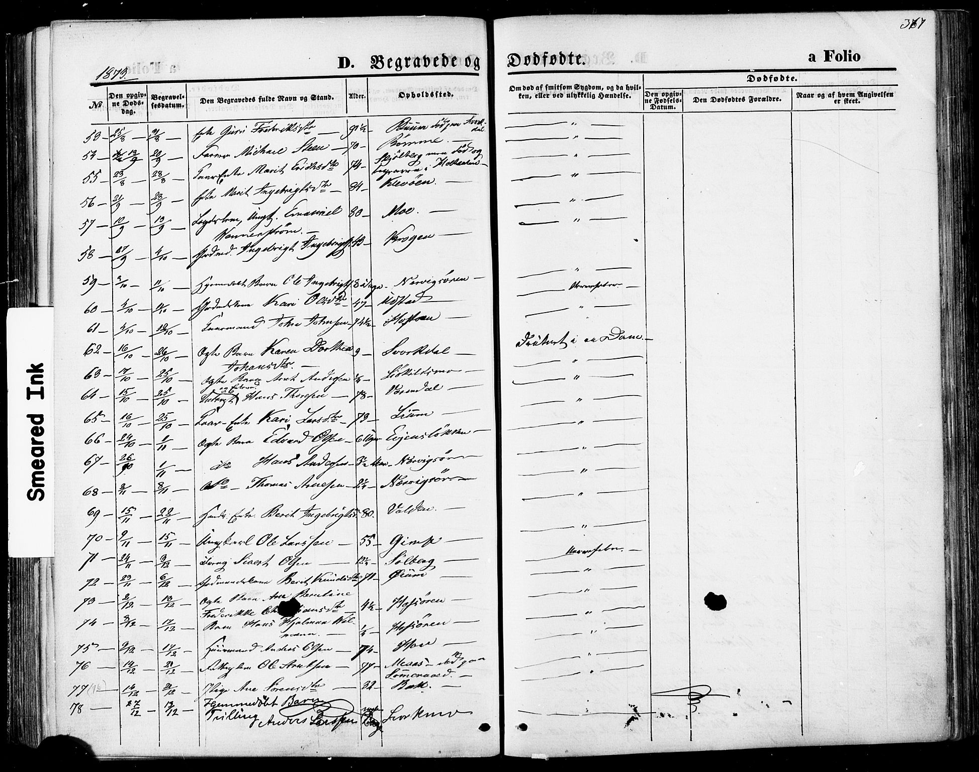 Ministerialprotokoller, klokkerbøker og fødselsregistre - Sør-Trøndelag, SAT/A-1456/668/L0807: Parish register (official) no. 668A07, 1870-1880, p. 367