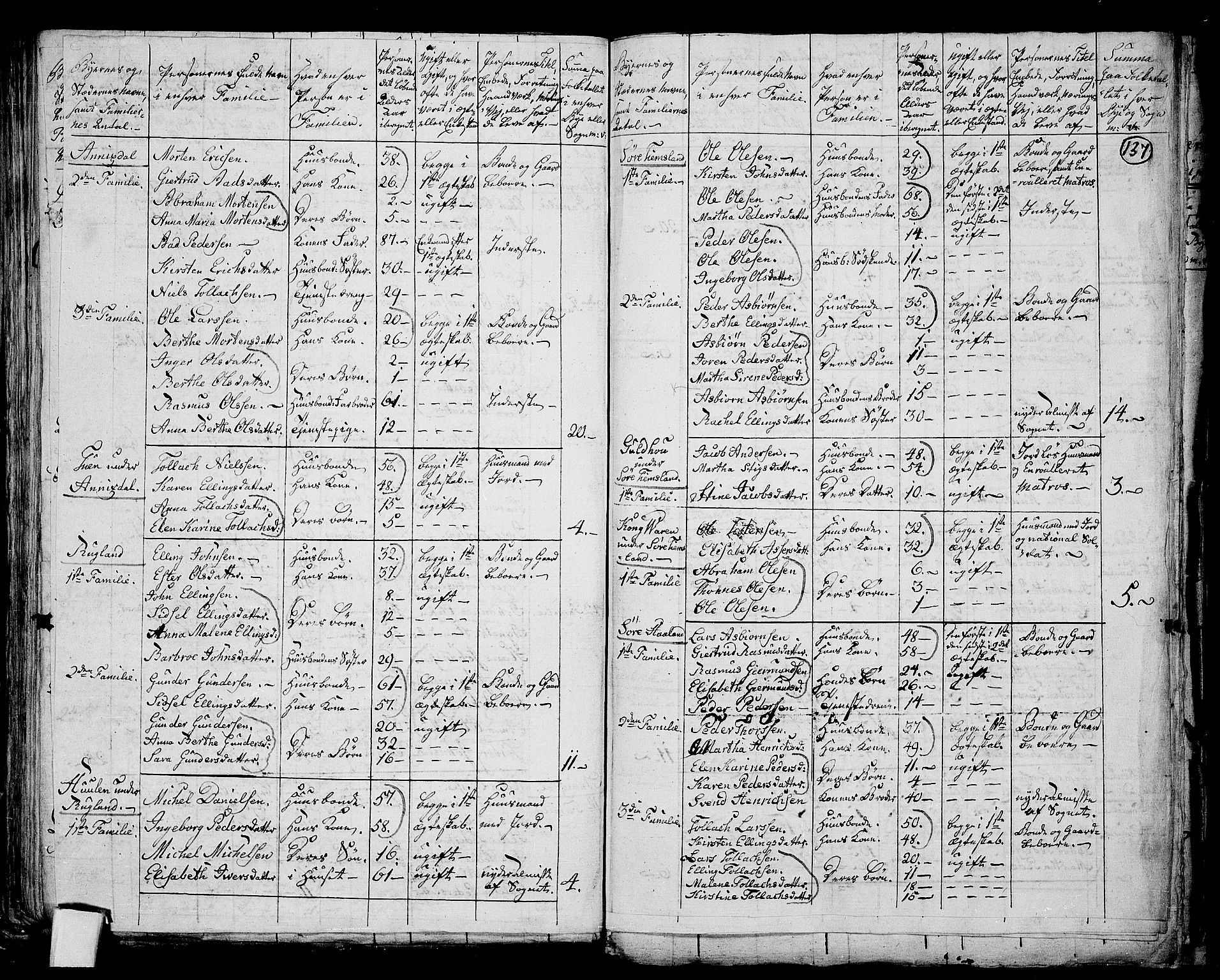 RA, 1801 census for 1119P Hå, 1801, p. 136b-137a