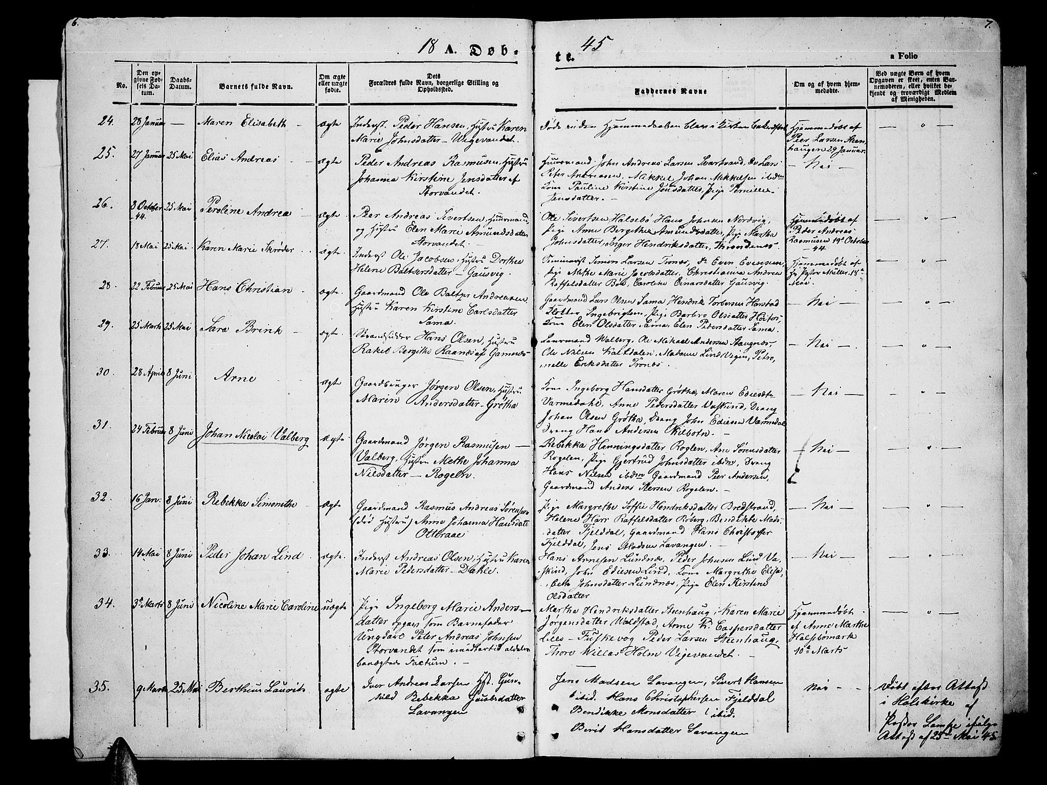 Trondenes sokneprestkontor, AV/SATØ-S-1319/H/Hb/L0006klokker: Parish register (copy) no. 6, 1845-1855, p. 6-7