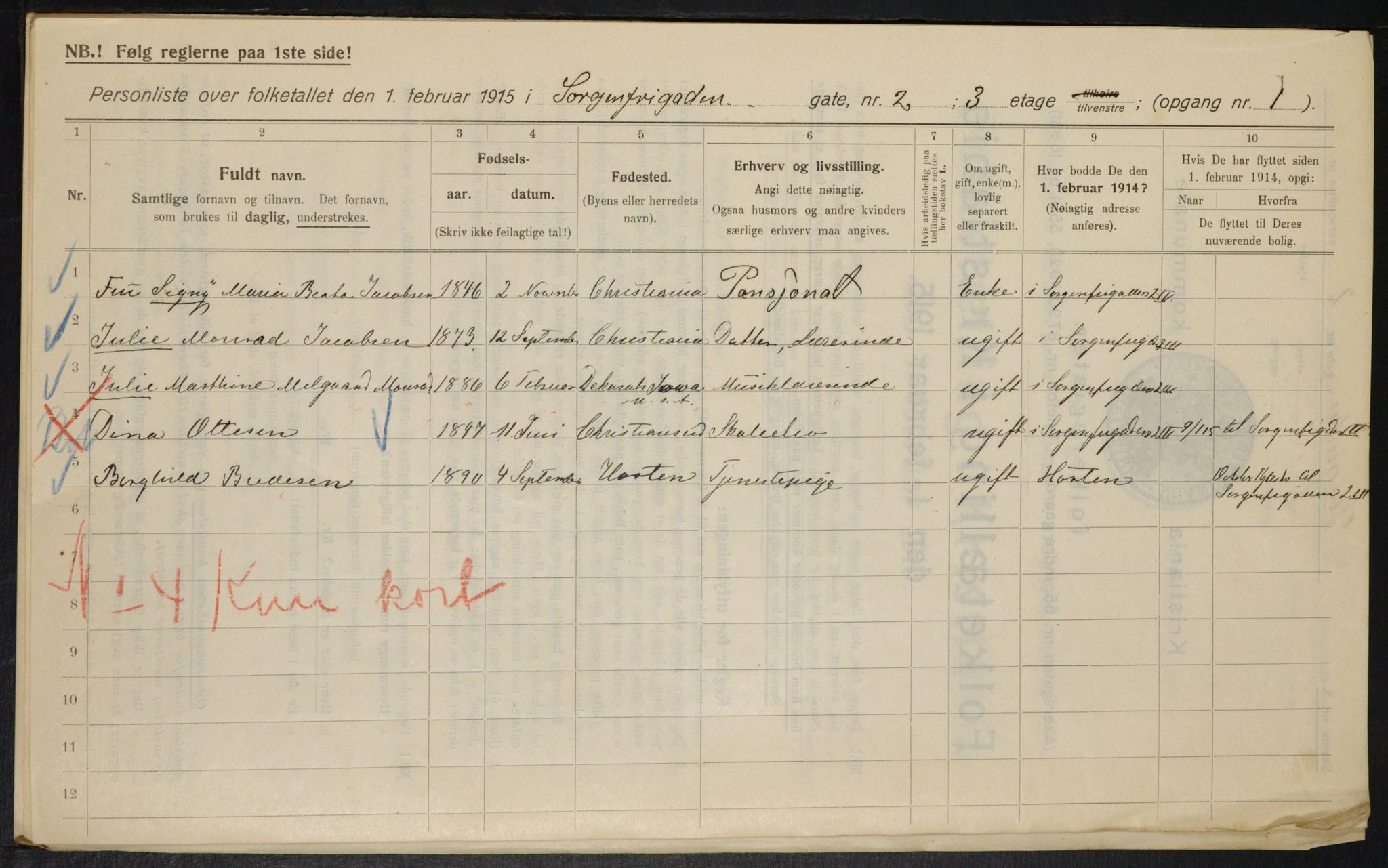 OBA, Municipal Census 1915 for Kristiania, 1915, p. 99636