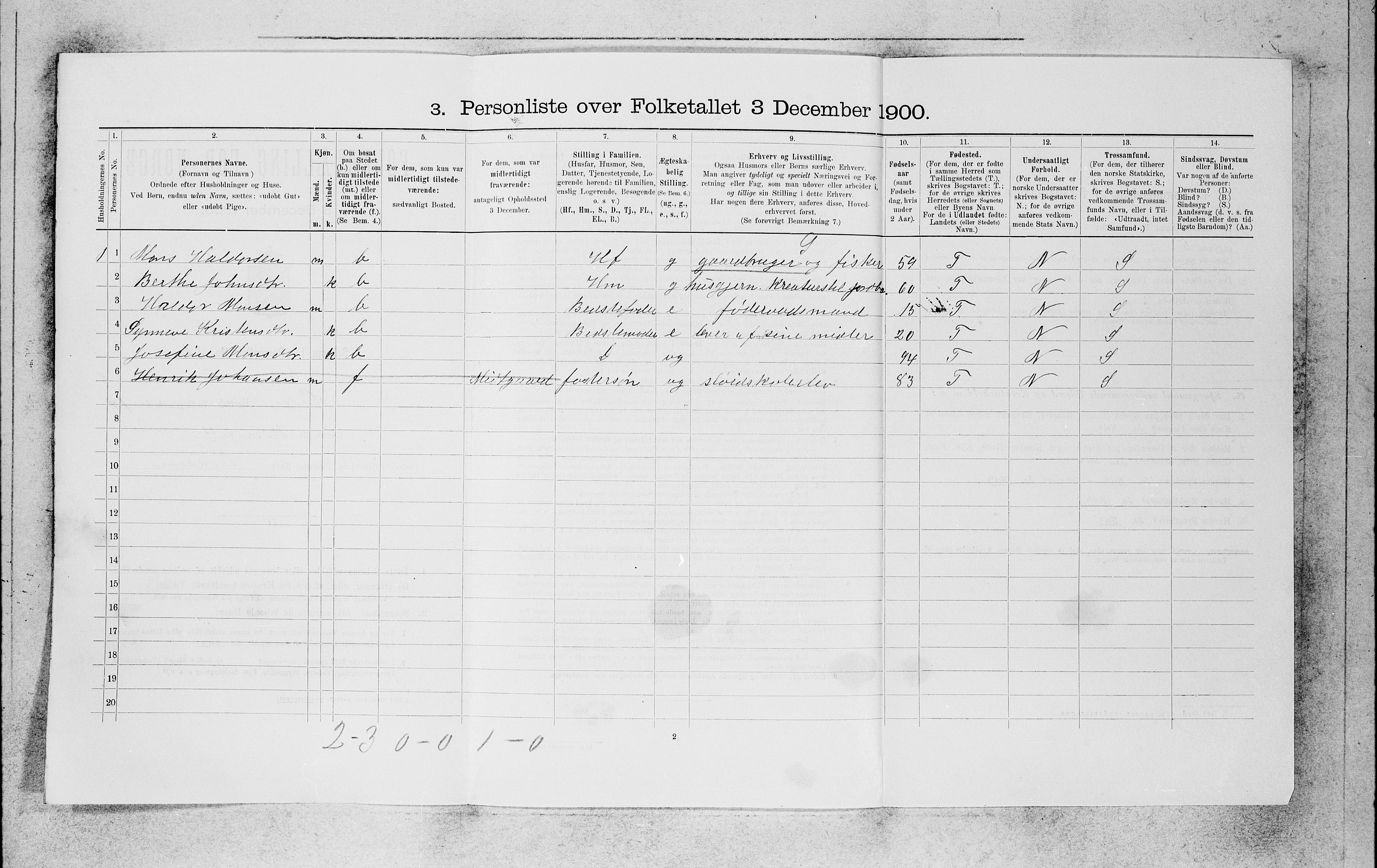 SAB, 1900 census for Selje, 1900, p. 1362