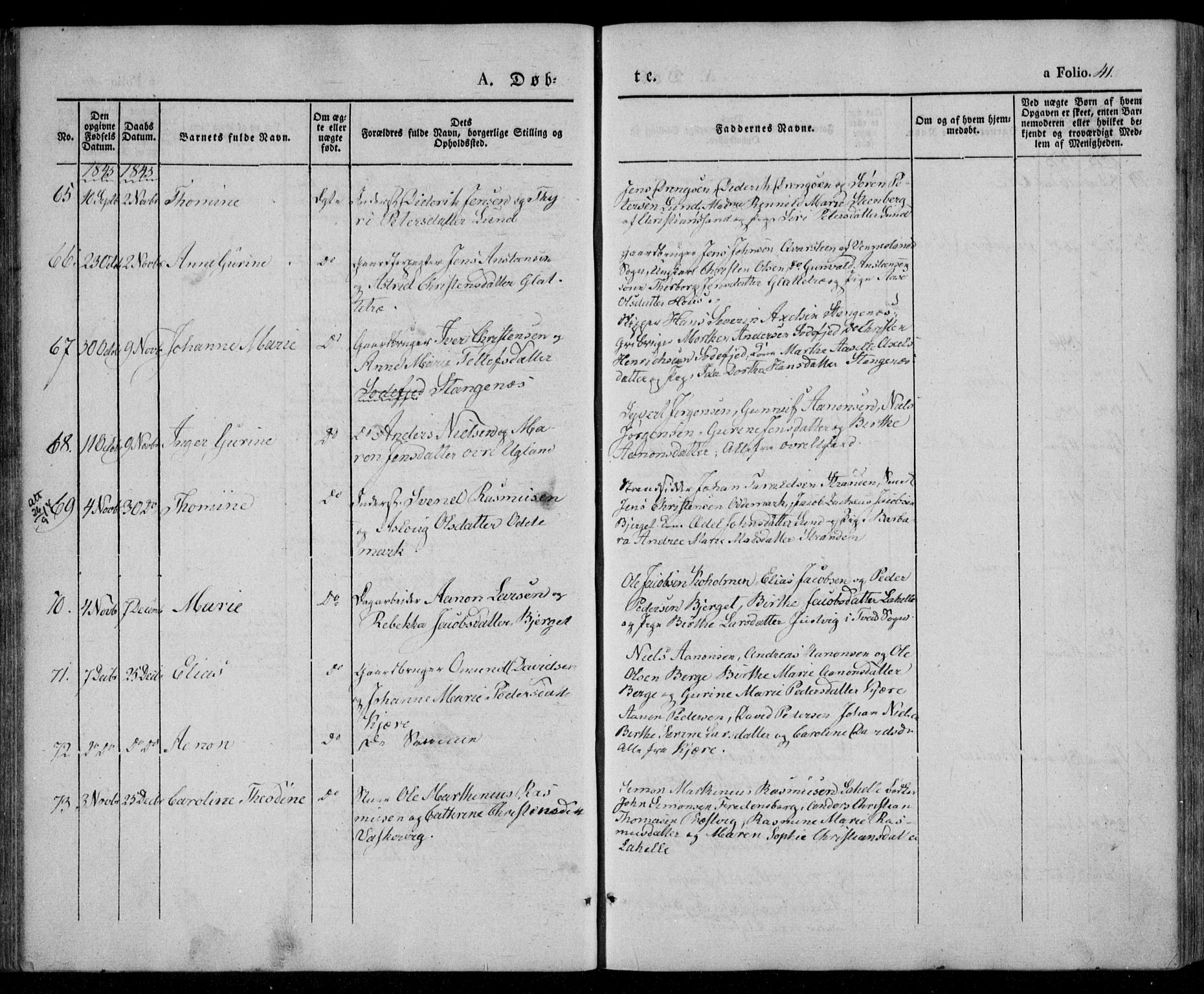 Oddernes sokneprestkontor, AV/SAK-1111-0033/F/Fa/Faa/L0006: Parish register (official) no. A 6, 1838-1851, p. 41