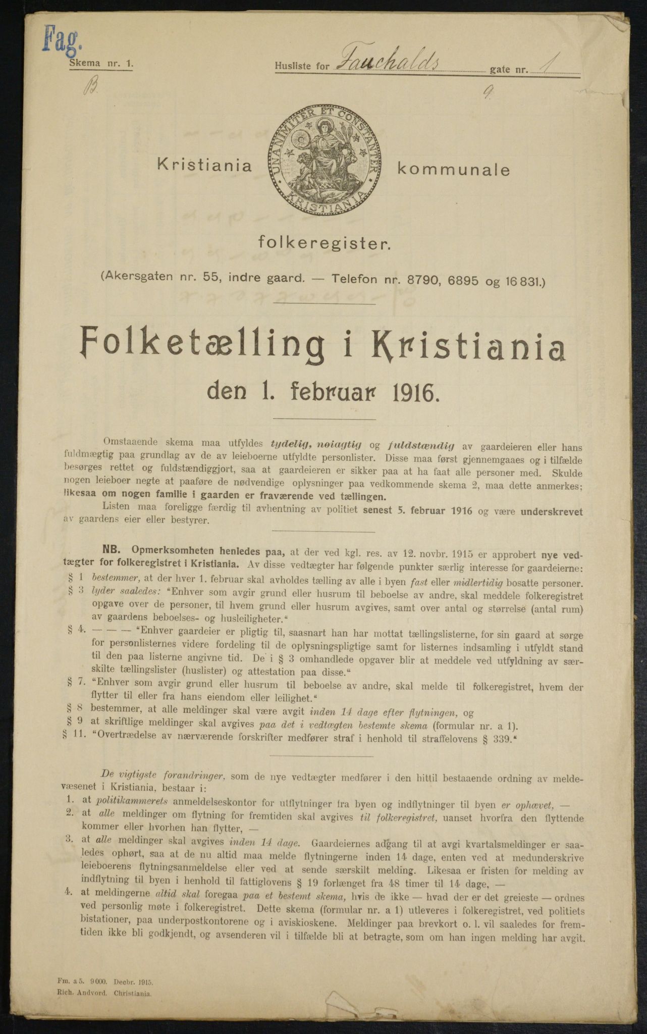 OBA, Municipal Census 1916 for Kristiania, 1916, p. 24050