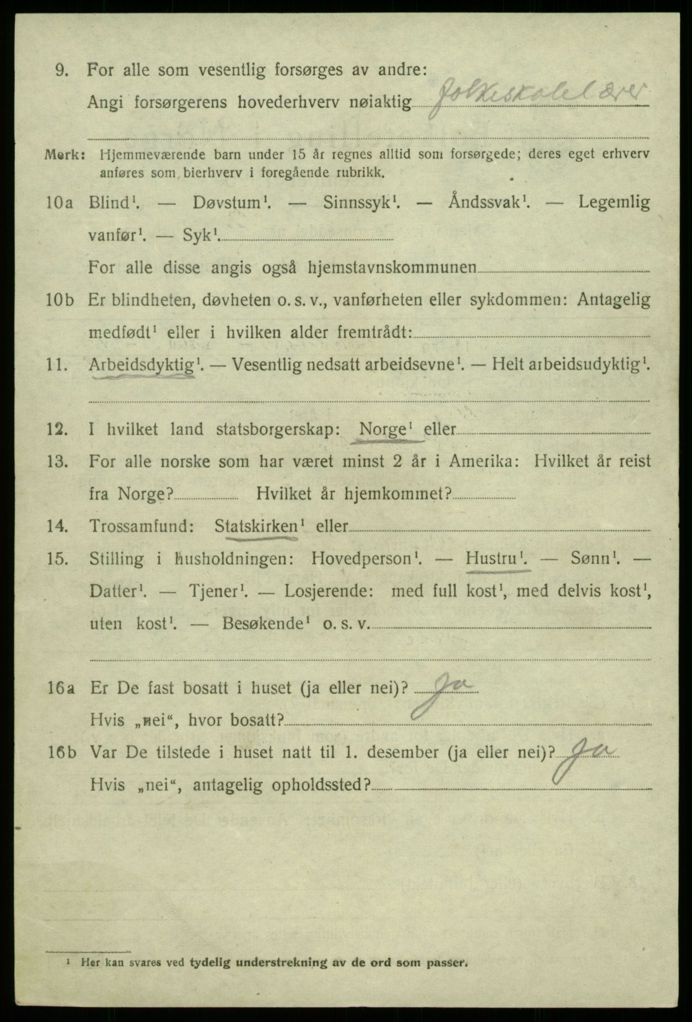 SAB, 1920 census for Hålandsdal, 1920, p. 1023