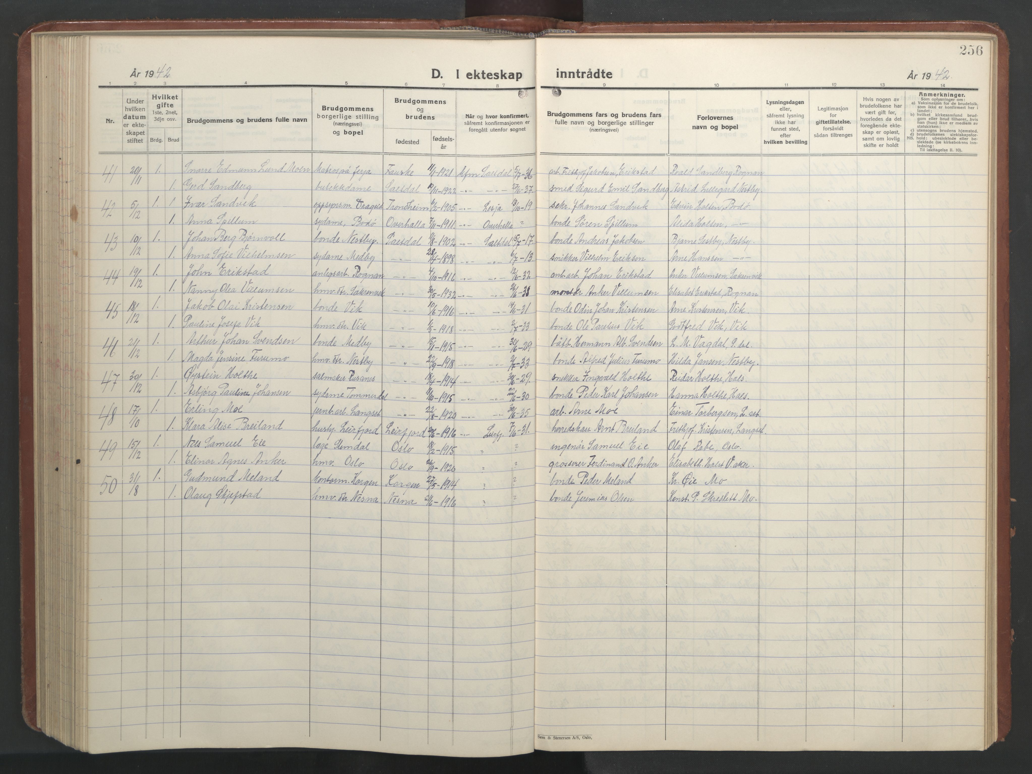 Ministerialprotokoller, klokkerbøker og fødselsregistre - Nordland, AV/SAT-A-1459/847/L0680: Parish register (copy) no. 847C08, 1930-1947, p. 256