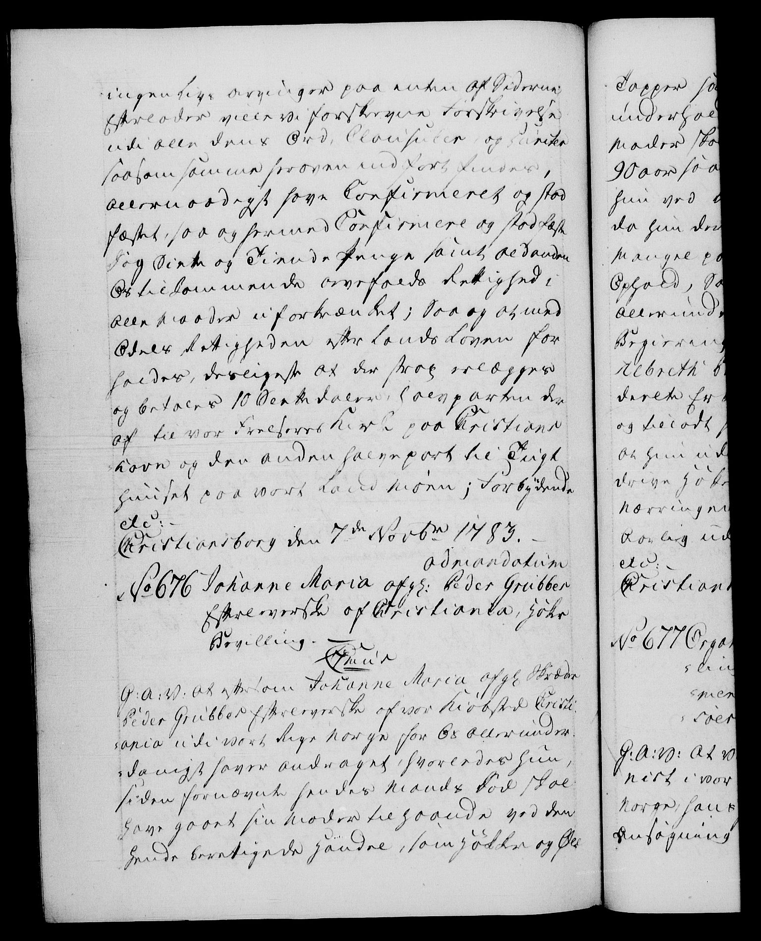 Danske Kanselli 1572-1799, AV/RA-EA-3023/F/Fc/Fca/Fcaa/L0049: Norske registre, 1782-1783, p. 738b