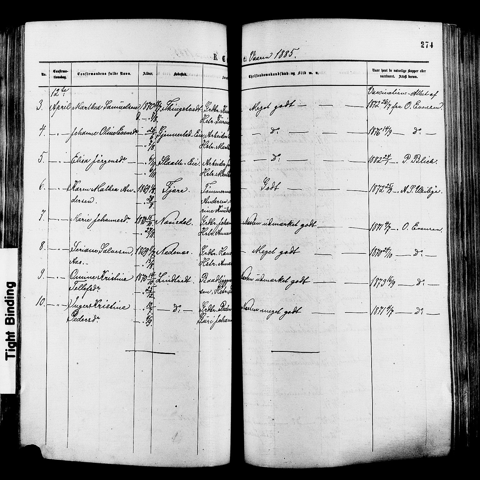 Øyestad sokneprestkontor, AV/SAK-1111-0049/F/Fa/L0016: Parish register (official) no. A 16, 1874-1886, p. 274