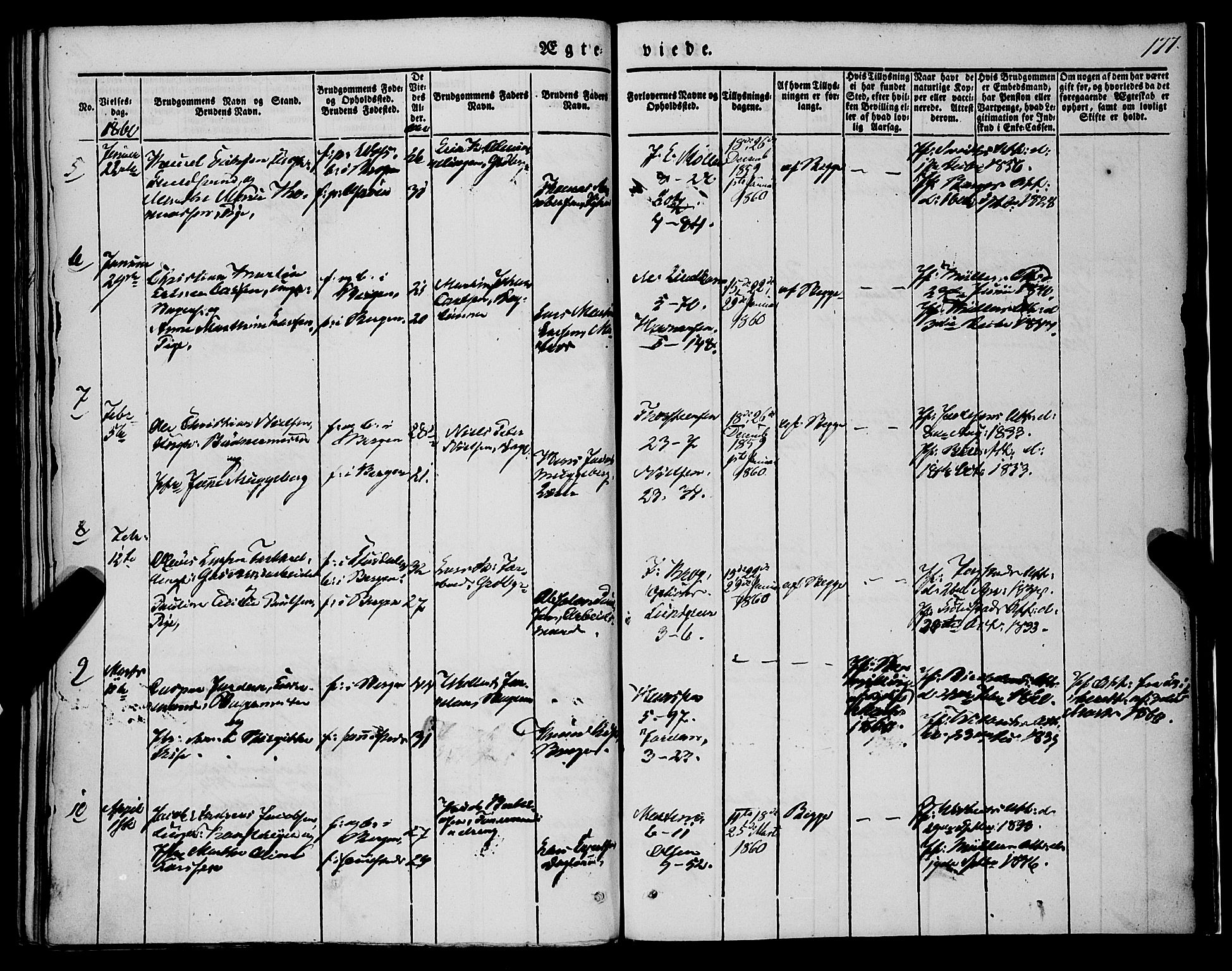 Nykirken Sokneprestembete, AV/SAB-A-77101/H/Haa/L0031: Parish register (official) no. D 1, 1834-1861, p. 177