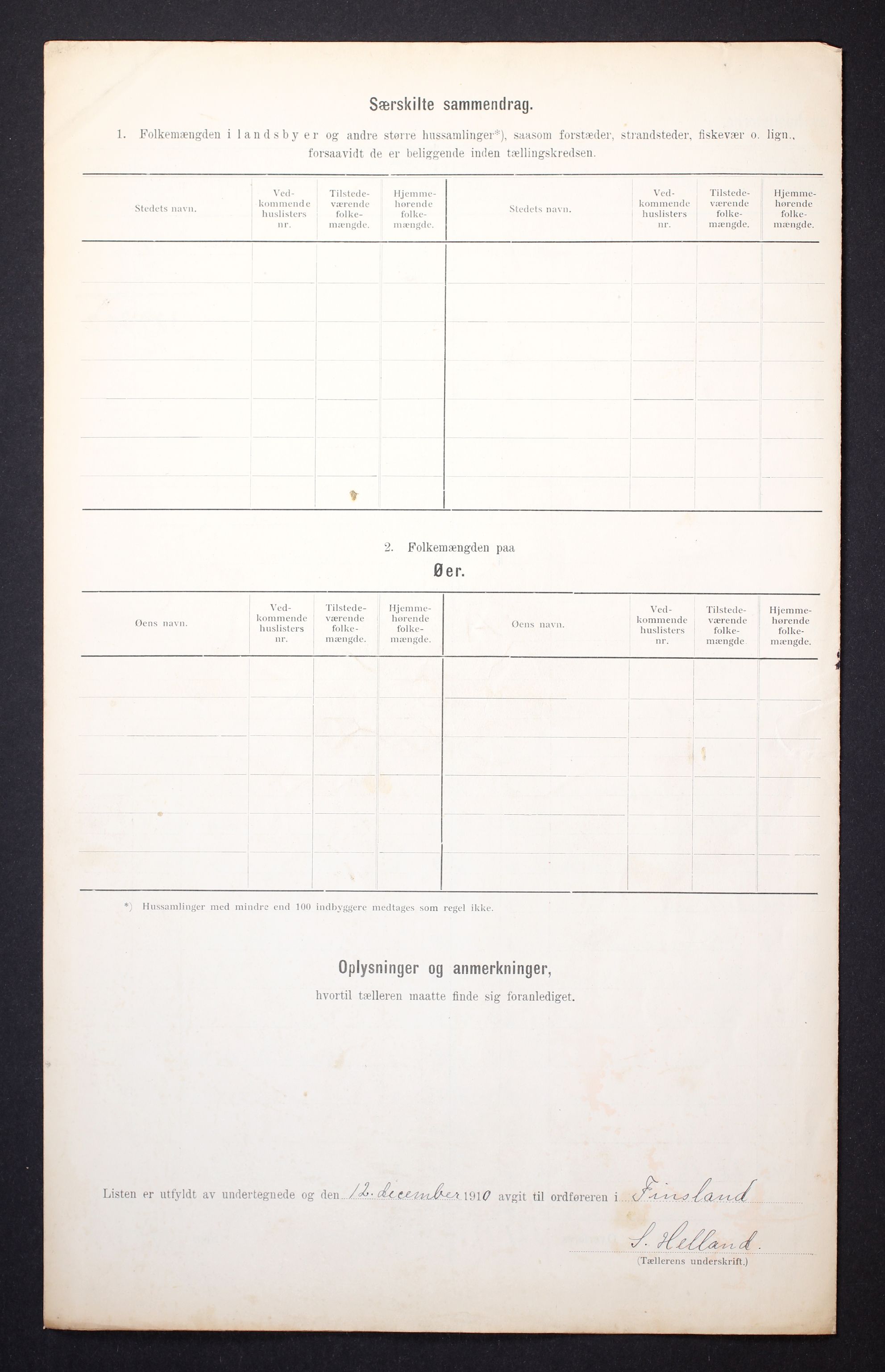 RA, 1910 census for Finsland, 1910, p. 9