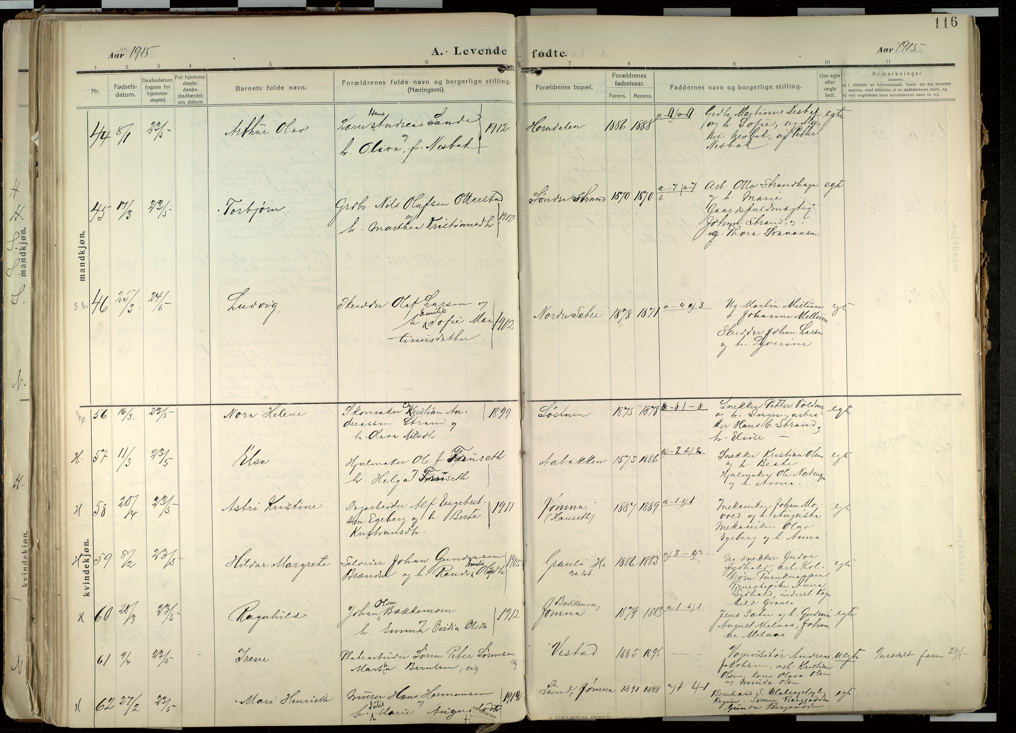 Elverum prestekontor, AV/SAH-PREST-044/H/Ha/Haa/L0020: Parish register (official) no. 20, 1909-1921, p. 116