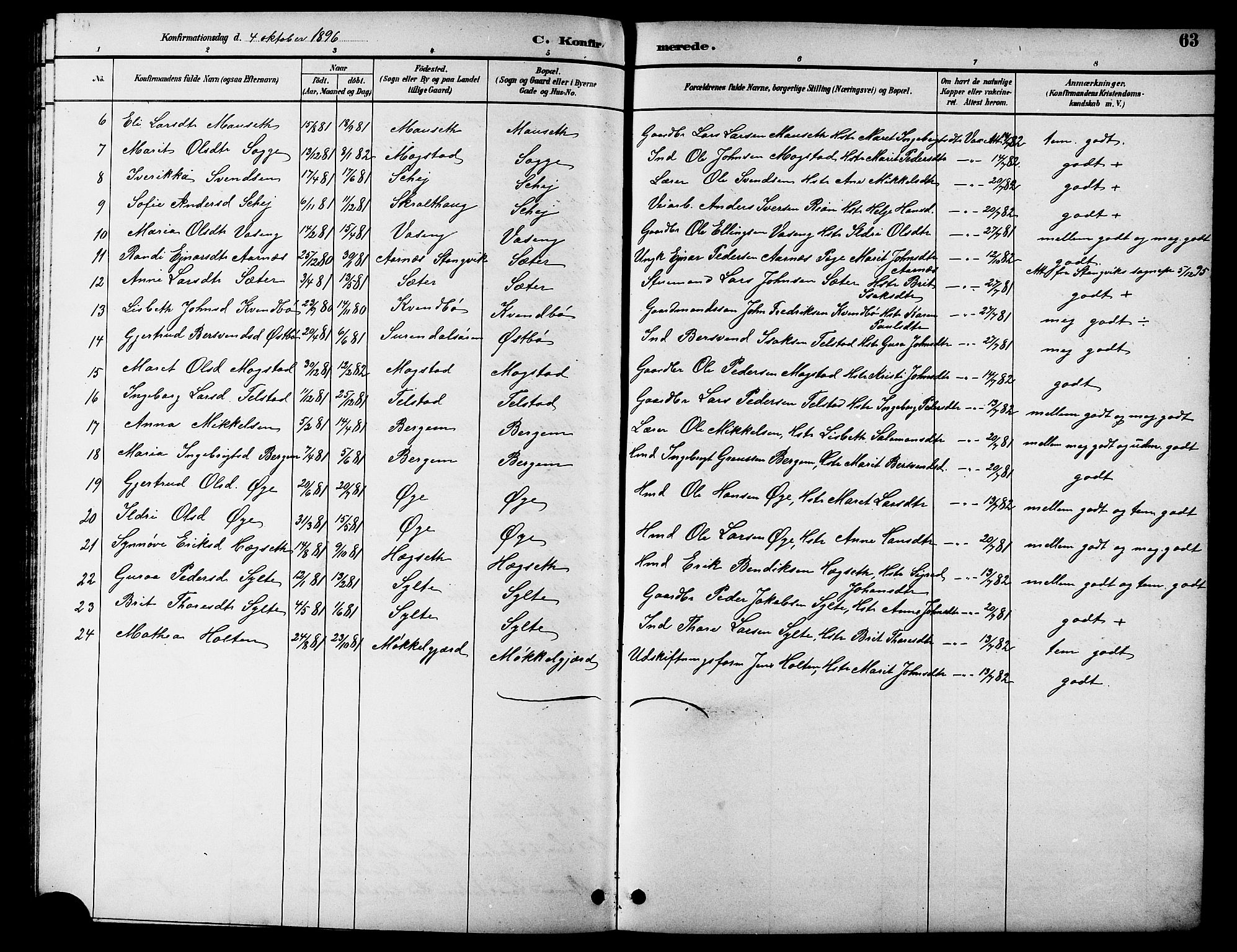 Ministerialprotokoller, klokkerbøker og fødselsregistre - Møre og Romsdal, AV/SAT-A-1454/596/L1058: Parish register (copy) no. 596C01, 1891-1907, p. 63