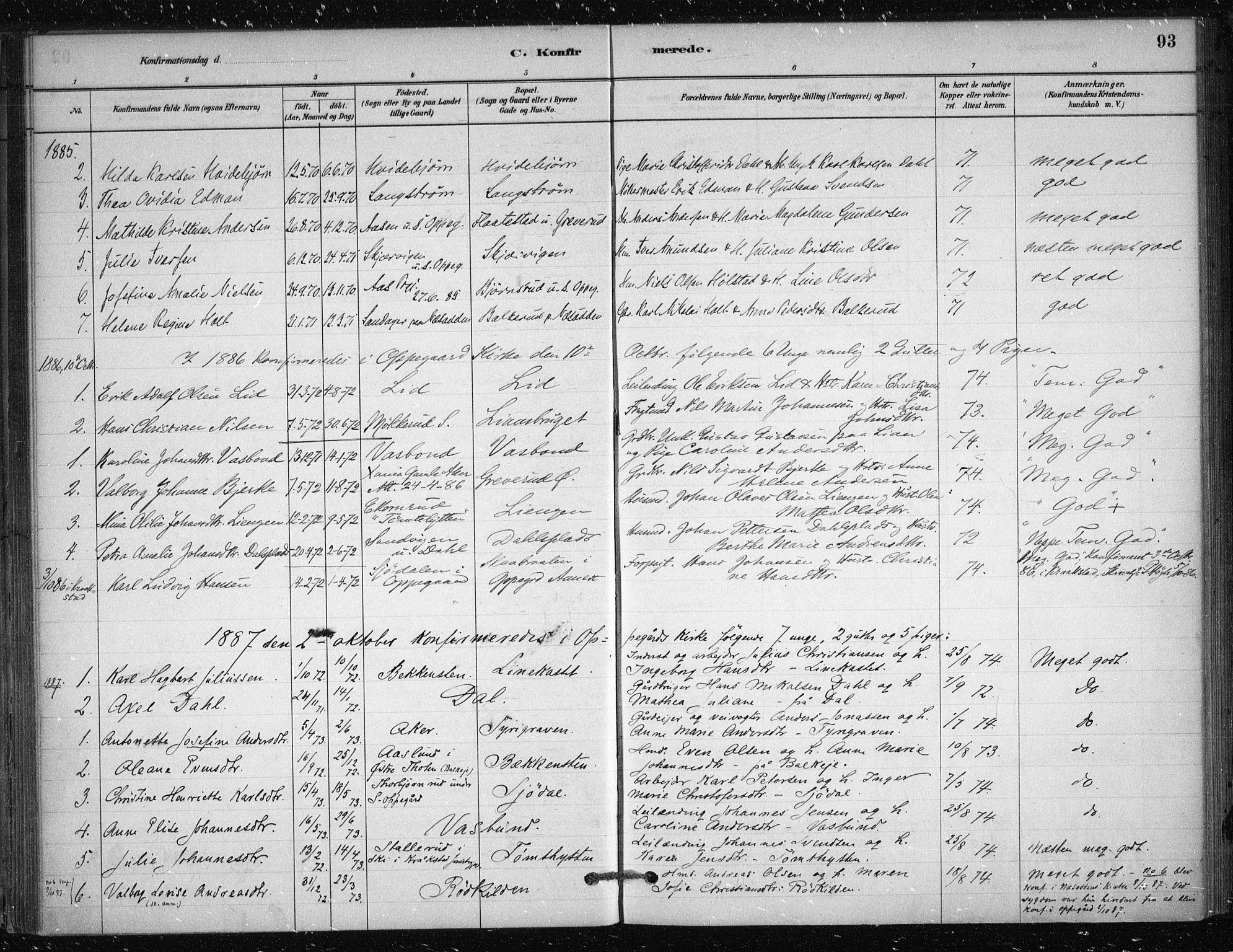 Nesodden prestekontor Kirkebøker, SAO/A-10013/F/Fb/L0001: Parish register (official) no. II 1, 1880-1915, p. 93