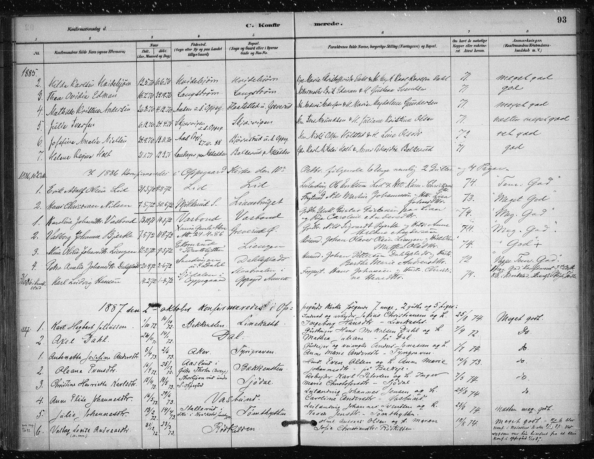 Nesodden prestekontor Kirkebøker, AV/SAO-A-10013/F/Fb/L0001: Parish register (official) no. II 1, 1880-1915, p. 93