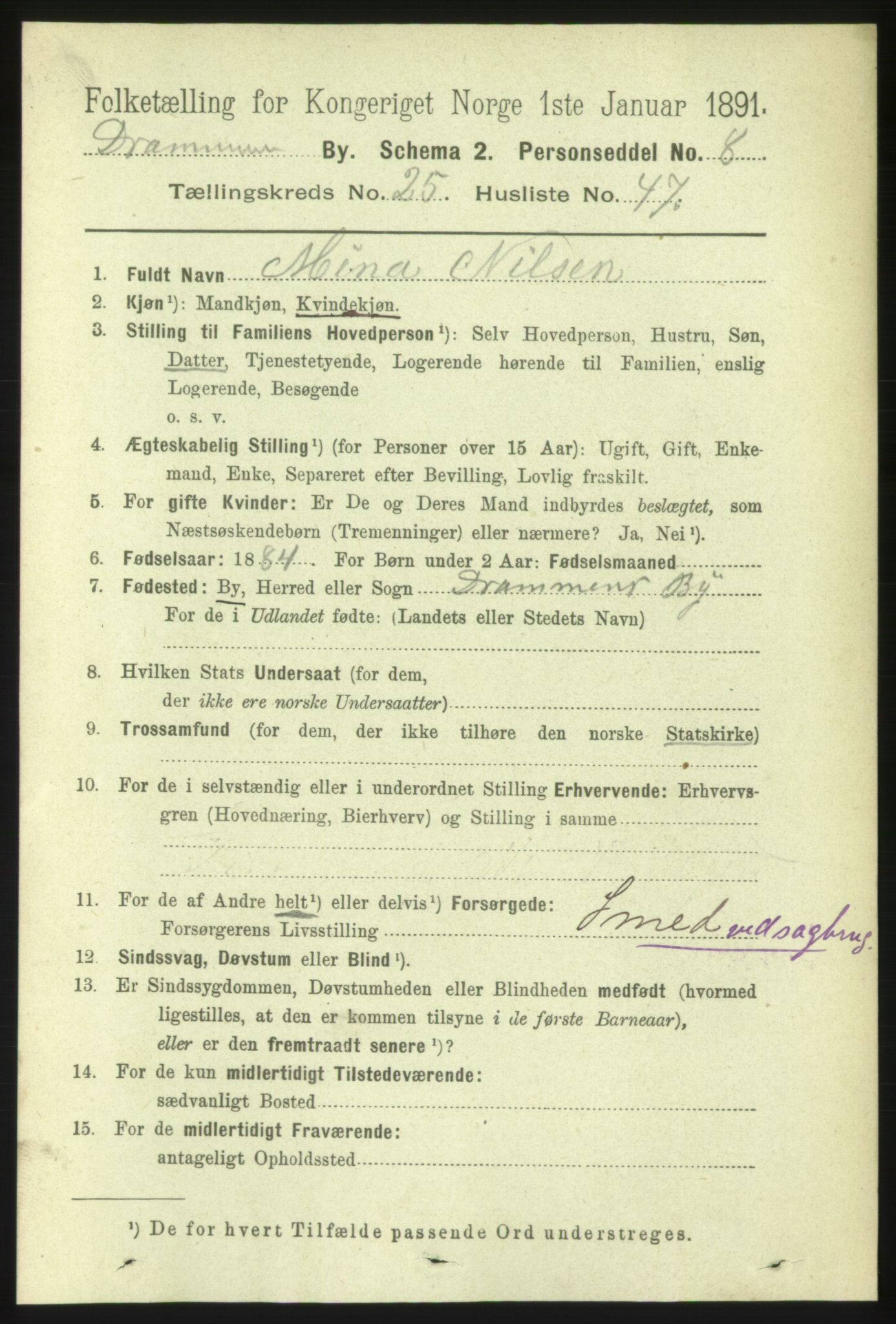 RA, 1891 census for 0602 Drammen, 1891, p. 15780