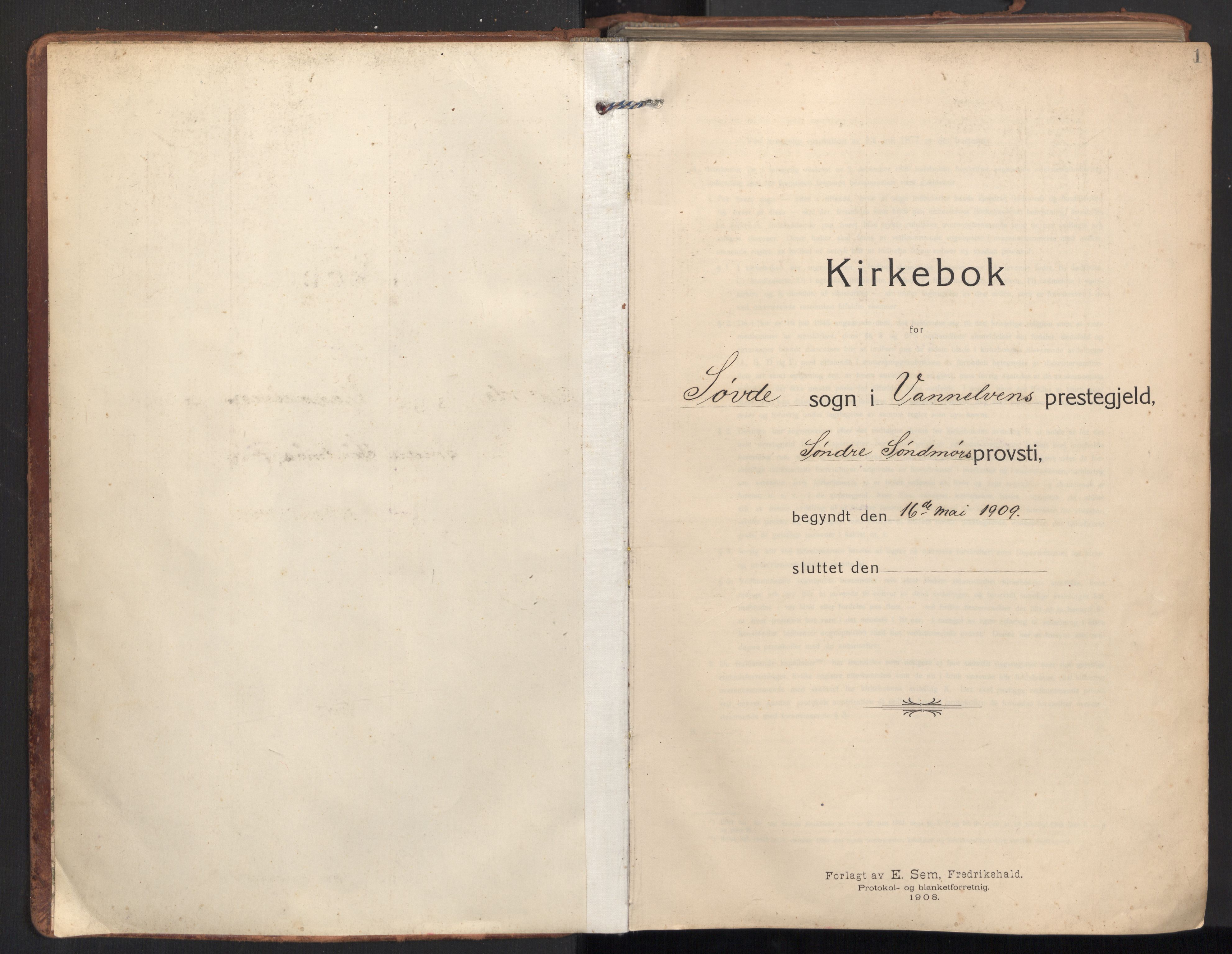 Ministerialprotokoller, klokkerbøker og fødselsregistre - Møre og Romsdal, SAT/A-1454/502/L0026: Parish register (official) no. 502A04, 1909-1933, p. 1