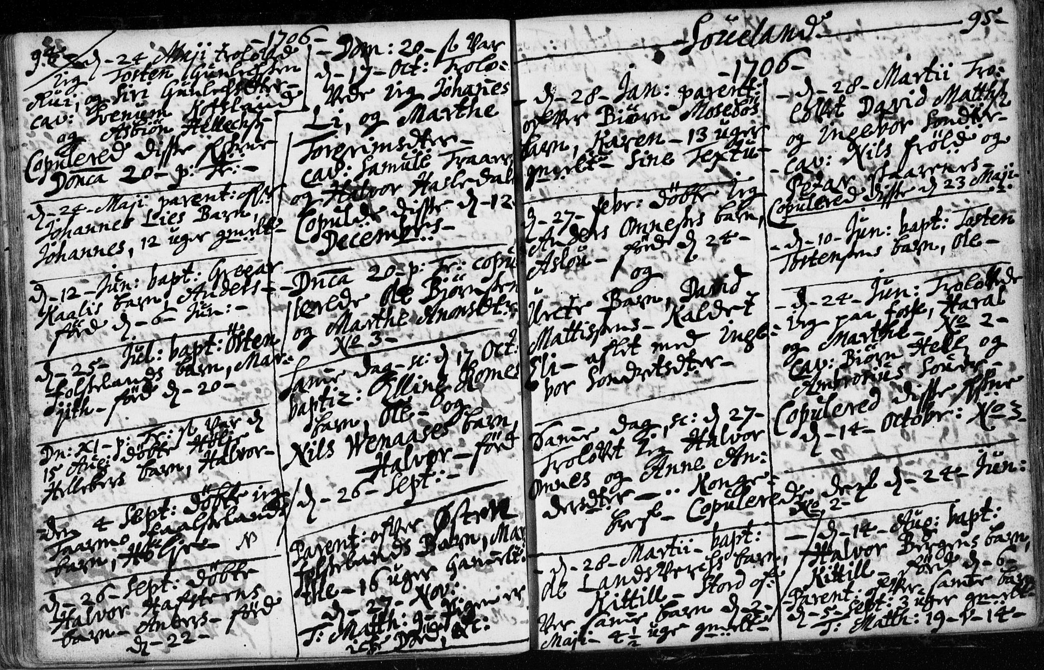 Hjartdal kirkebøker, AV/SAKO-A-270/F/Fa/L0001: Parish register (official) no. I 1, 1685-1714, p. 94-95