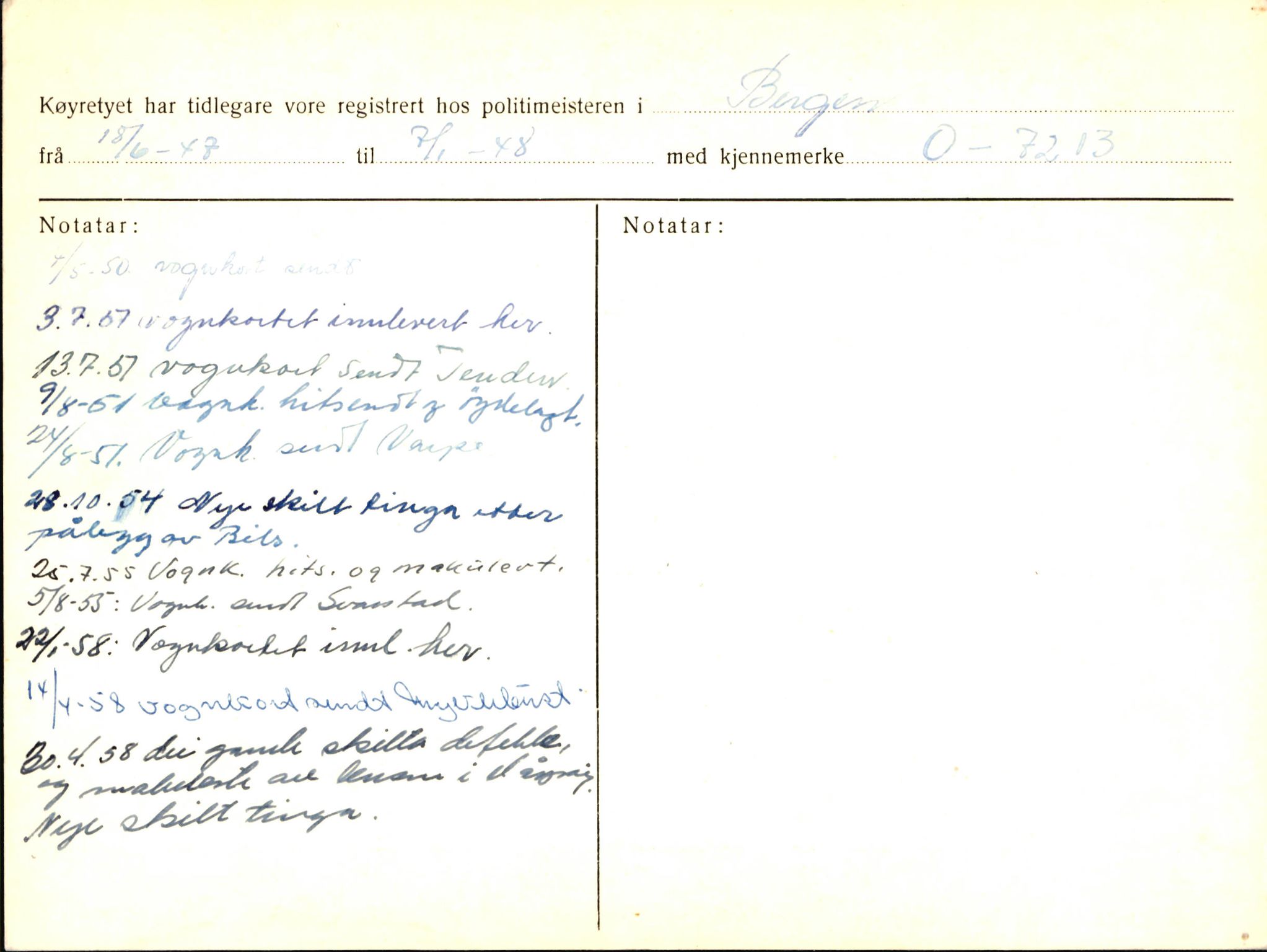 Statens vegvesen, Sogn og Fjordane vegkontor, AV/SAB-A-5301/4/F/L0003: Registerkort utmeldte Fjordane S1000-2499, 1930-1961, p. 130