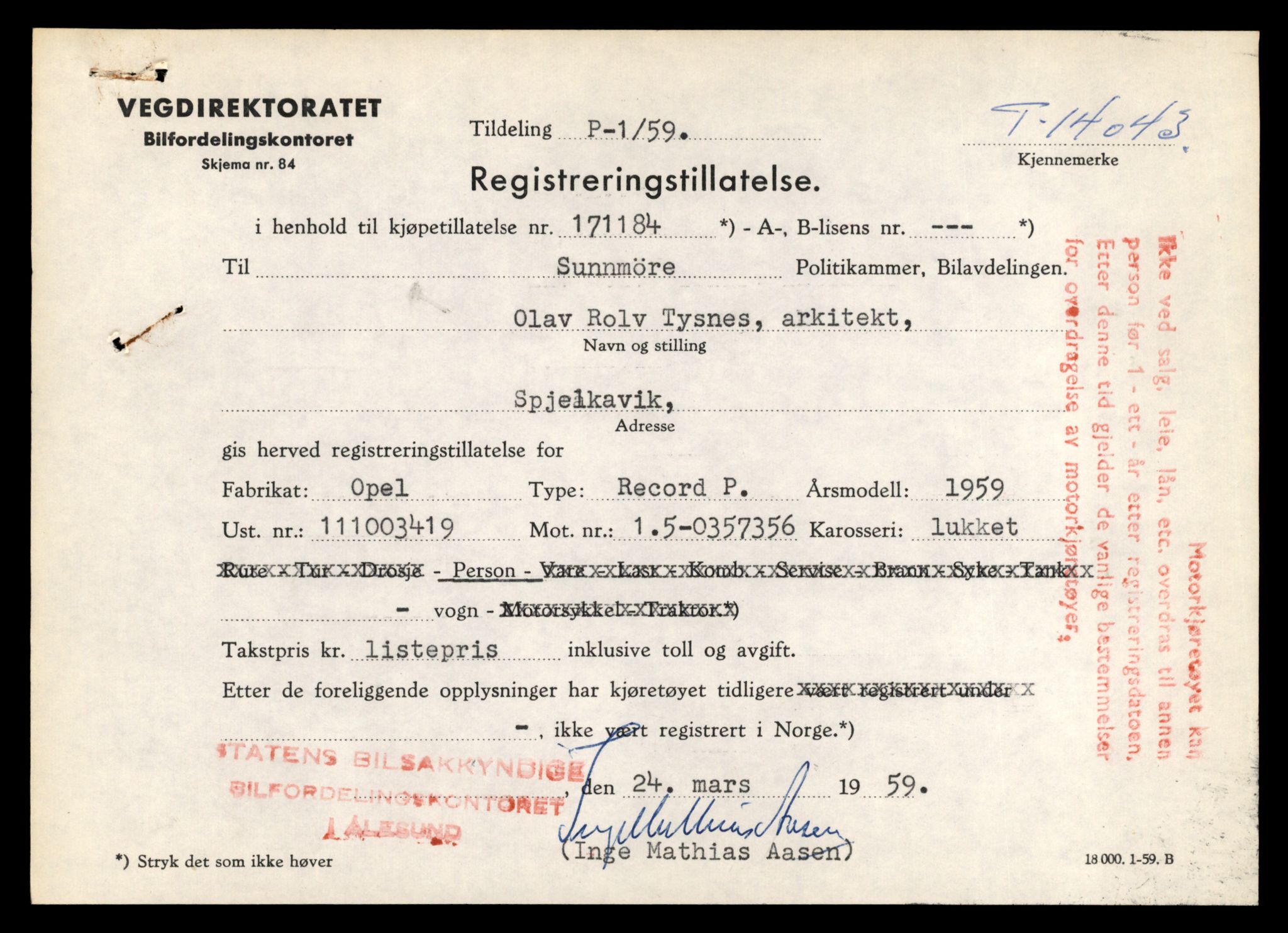 Møre og Romsdal vegkontor - Ålesund trafikkstasjon, AV/SAT-A-4099/F/Fe/L0042: Registreringskort for kjøretøy T 13906 - T 14079, 1927-1998, p. 2297
